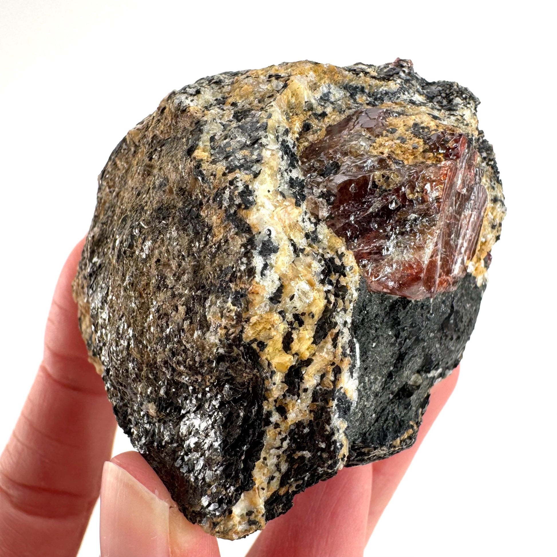 Red Zircon on Matrix | natural red crystal, mineral specimen from Pakistan