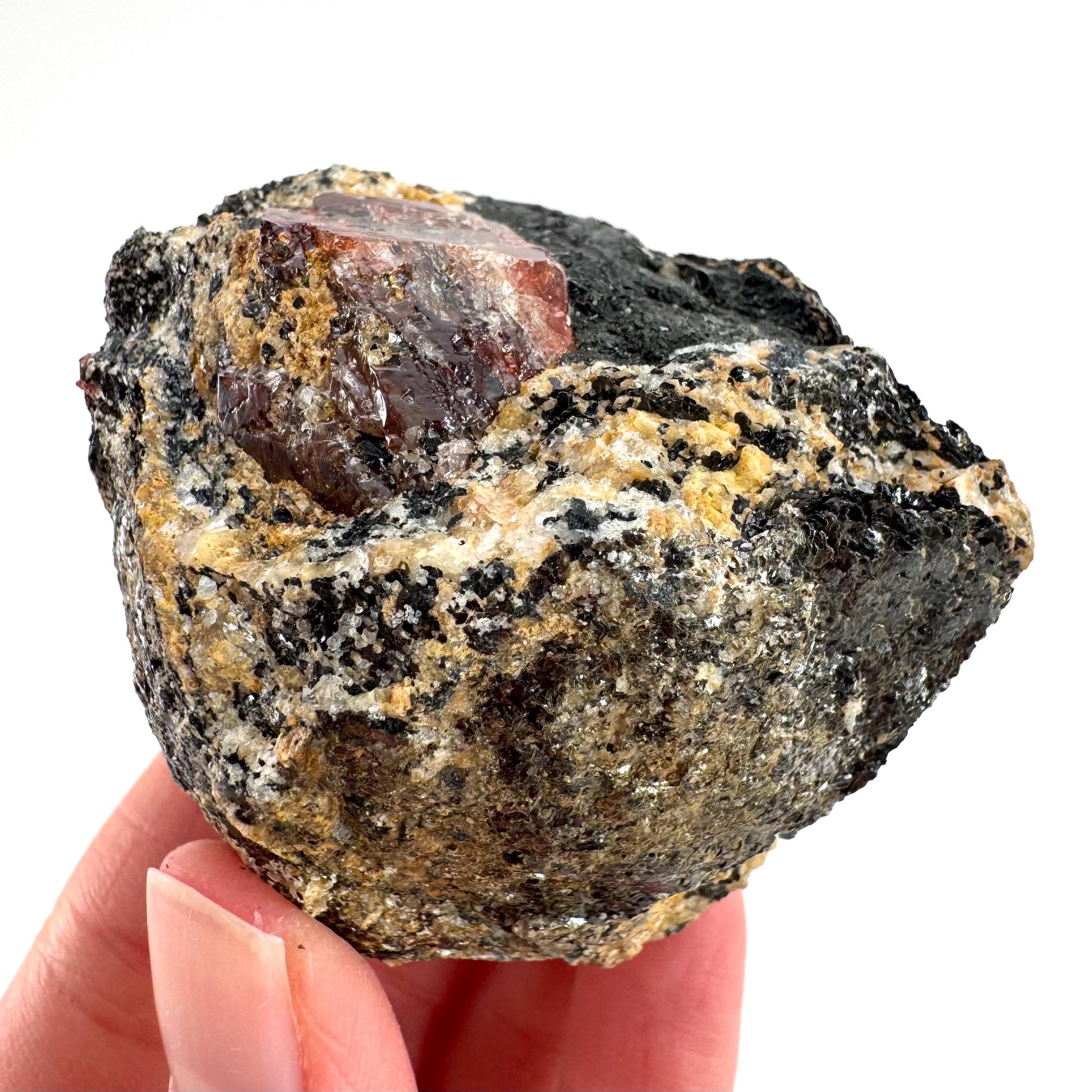 Red Zircon on Matrix | natural red crystal, mineral specimen from Pakistan