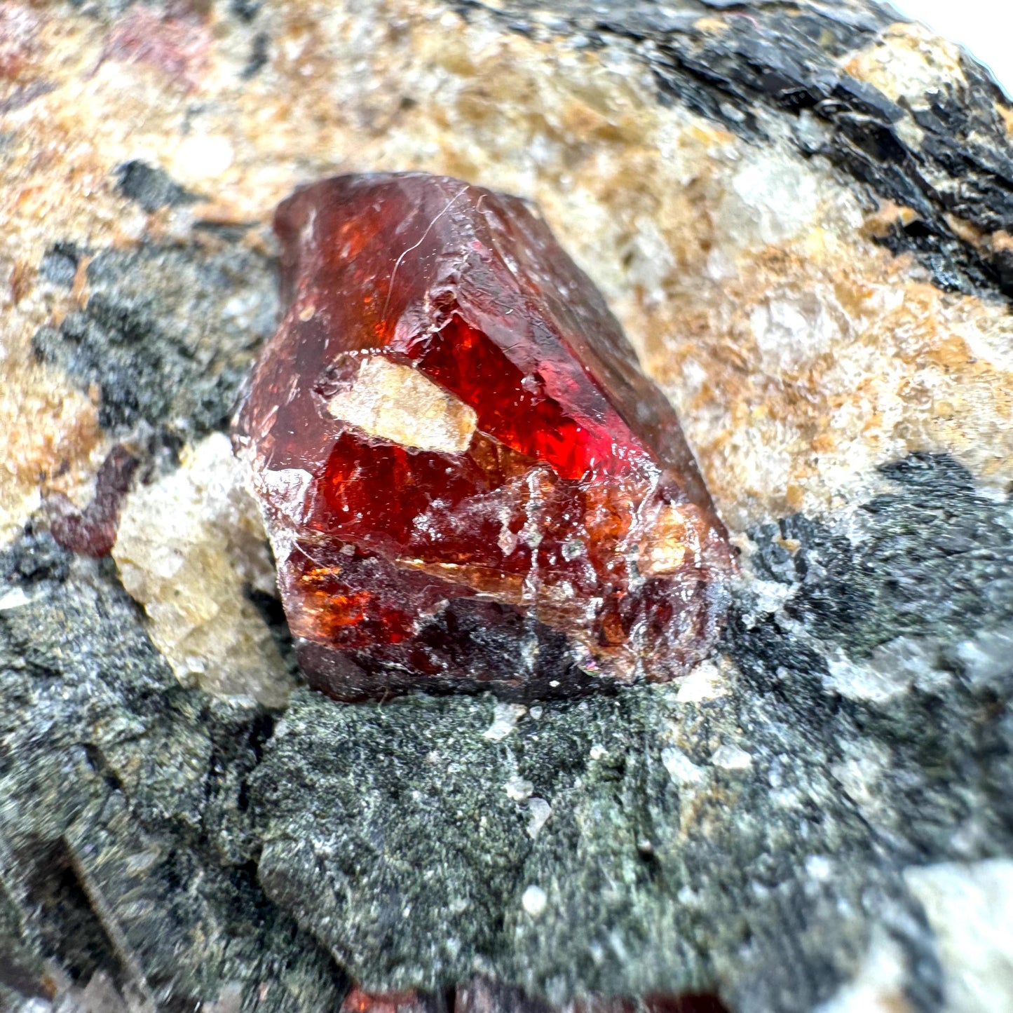 Red Zircon on Matrix | natural red crystal, mineral specimen from Pakistan