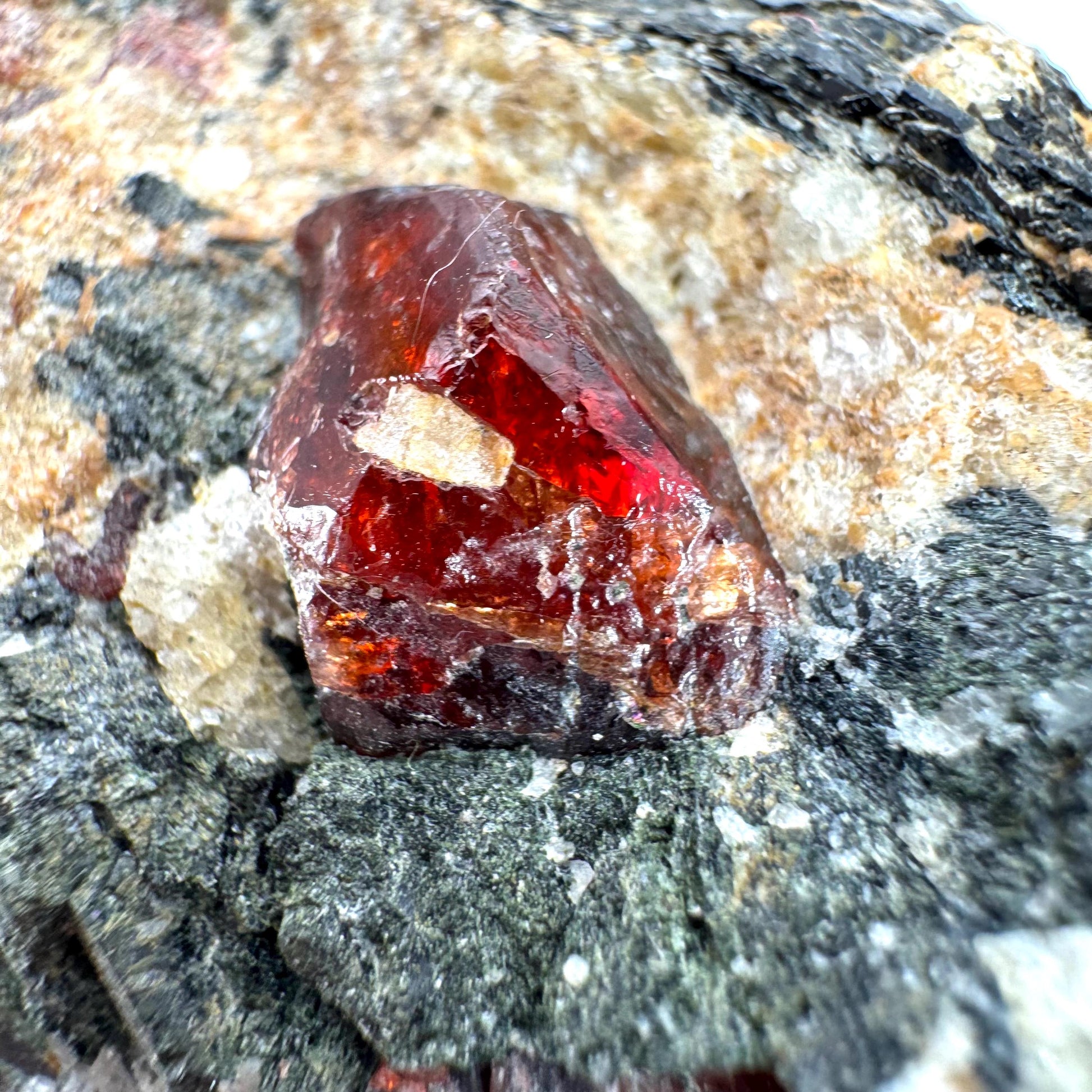 Red Zircon on Matrix | natural red crystal, mineral specimen from Pakistan