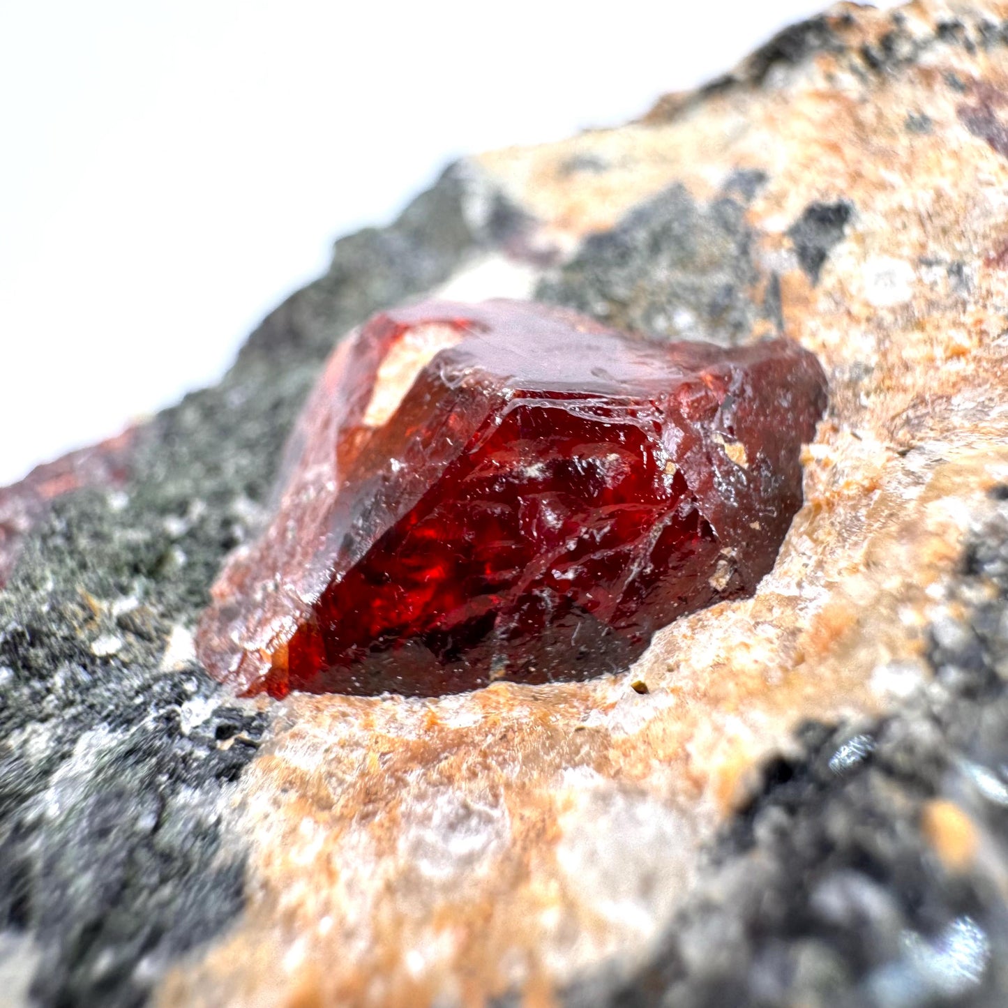 Red Zircon on Matrix | natural red crystal, mineral specimen from Pakistan