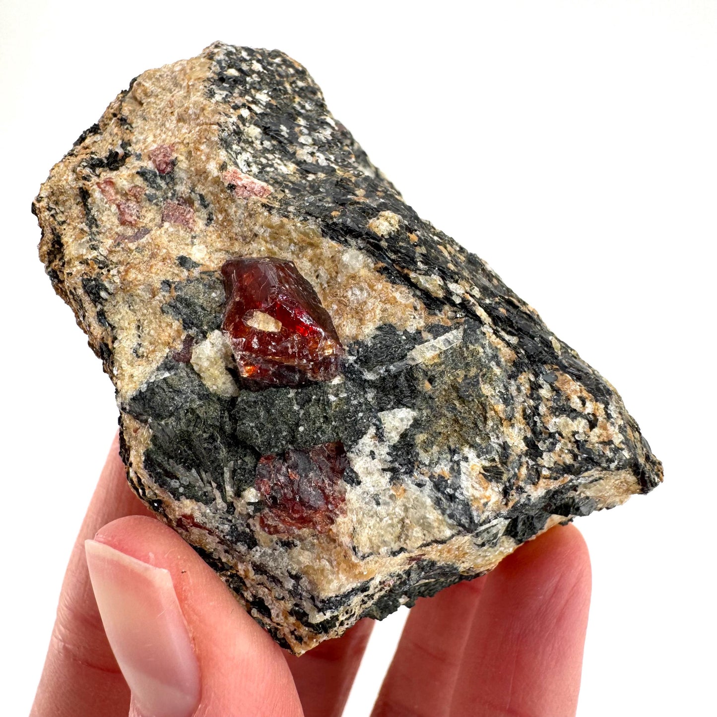 Red Zircon on Matrix | natural red crystal, mineral specimen from Pakistan