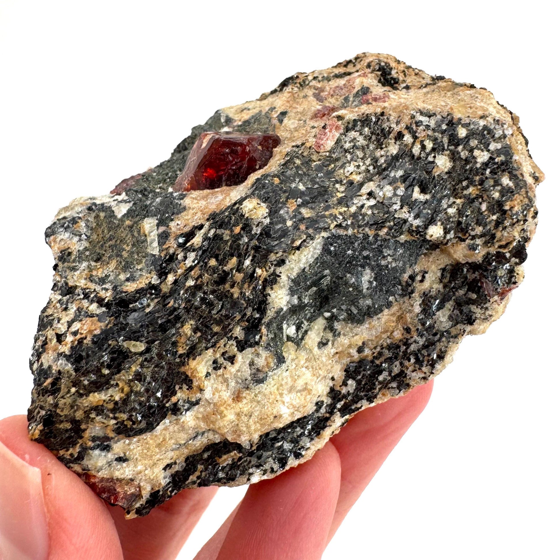 Red Zircon on Matrix | natural red crystal, mineral specimen from Pakistan