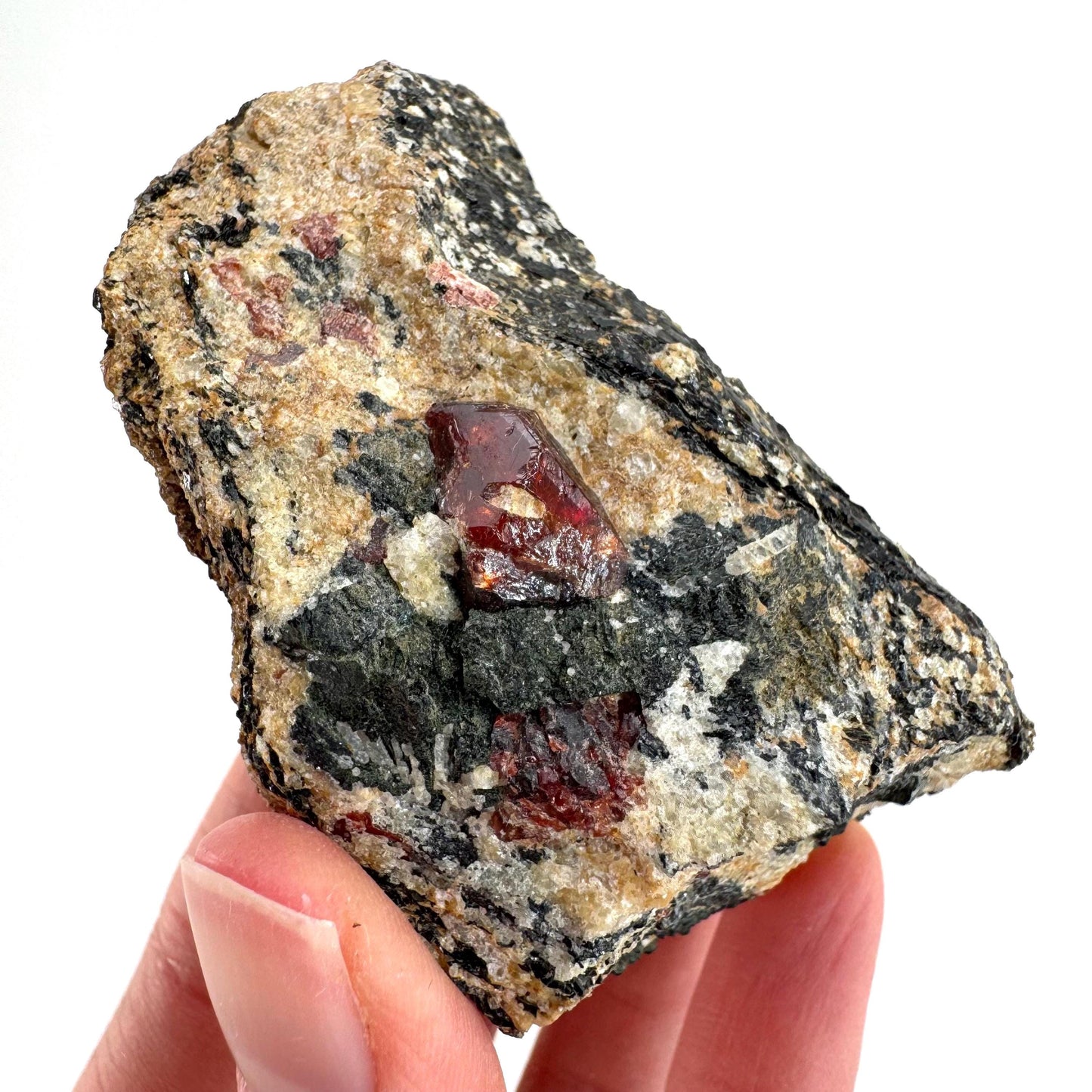 Red Zircon on Matrix | natural red crystal, mineral specimen from Pakistan