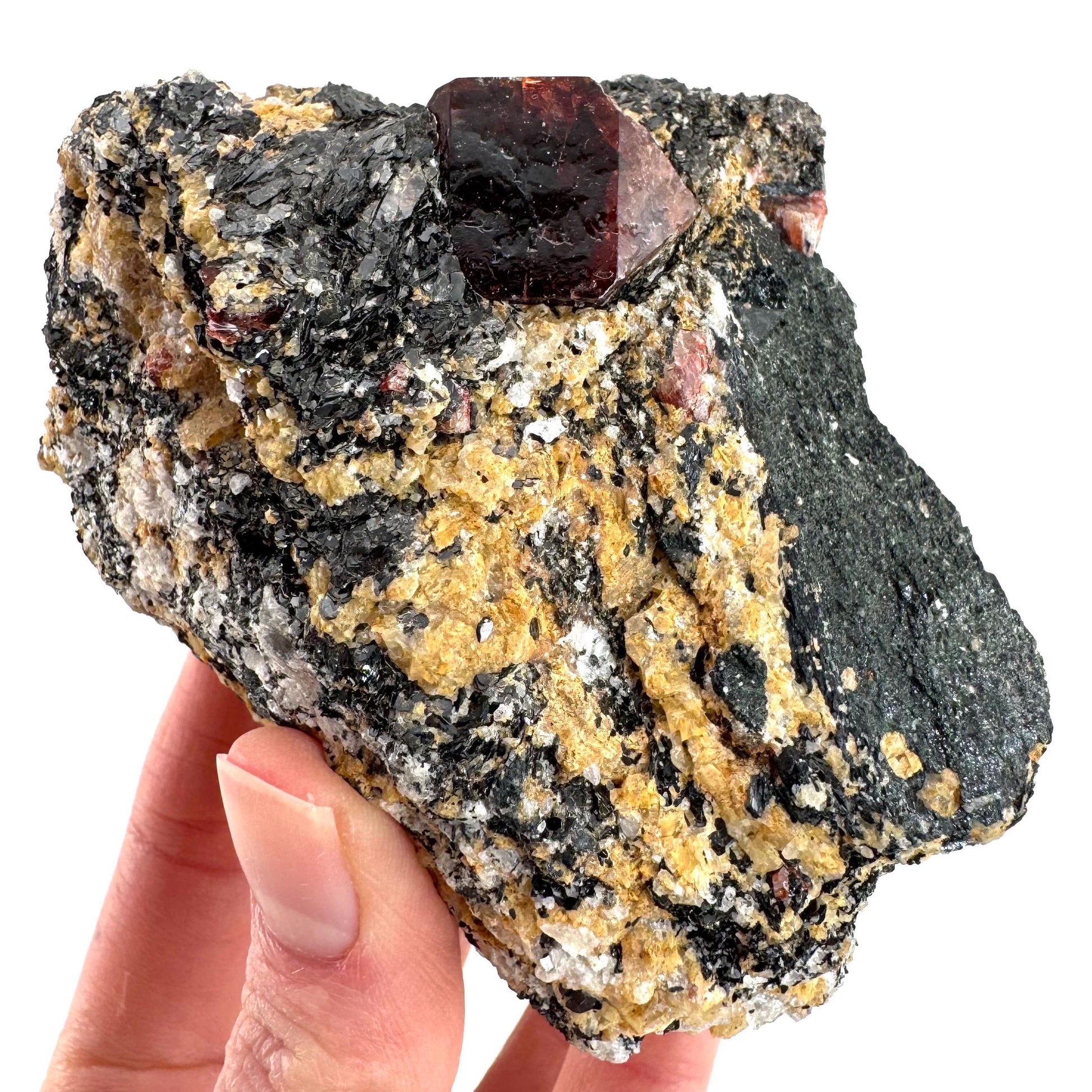 Red Zircon on Matrix | natural red crystal, mineral specimen from Pakistan