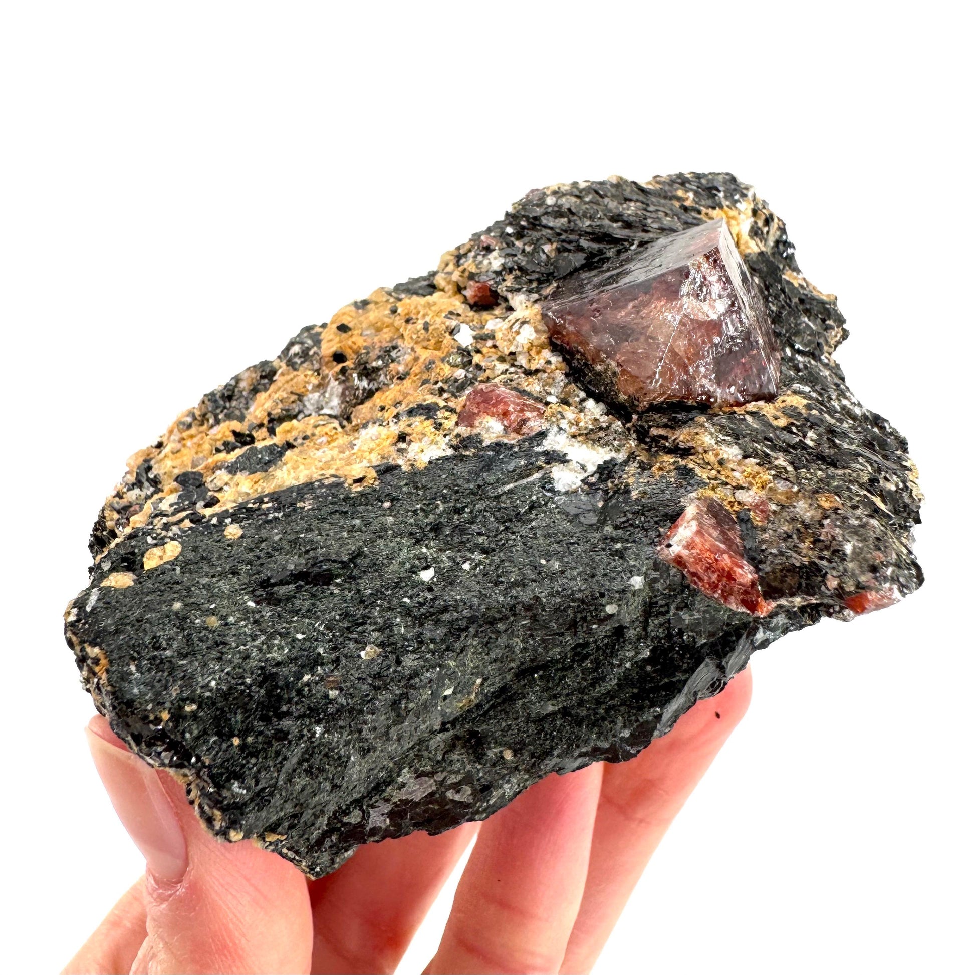 Red Zircon on Matrix | natural red crystal, mineral specimen from Pakistan