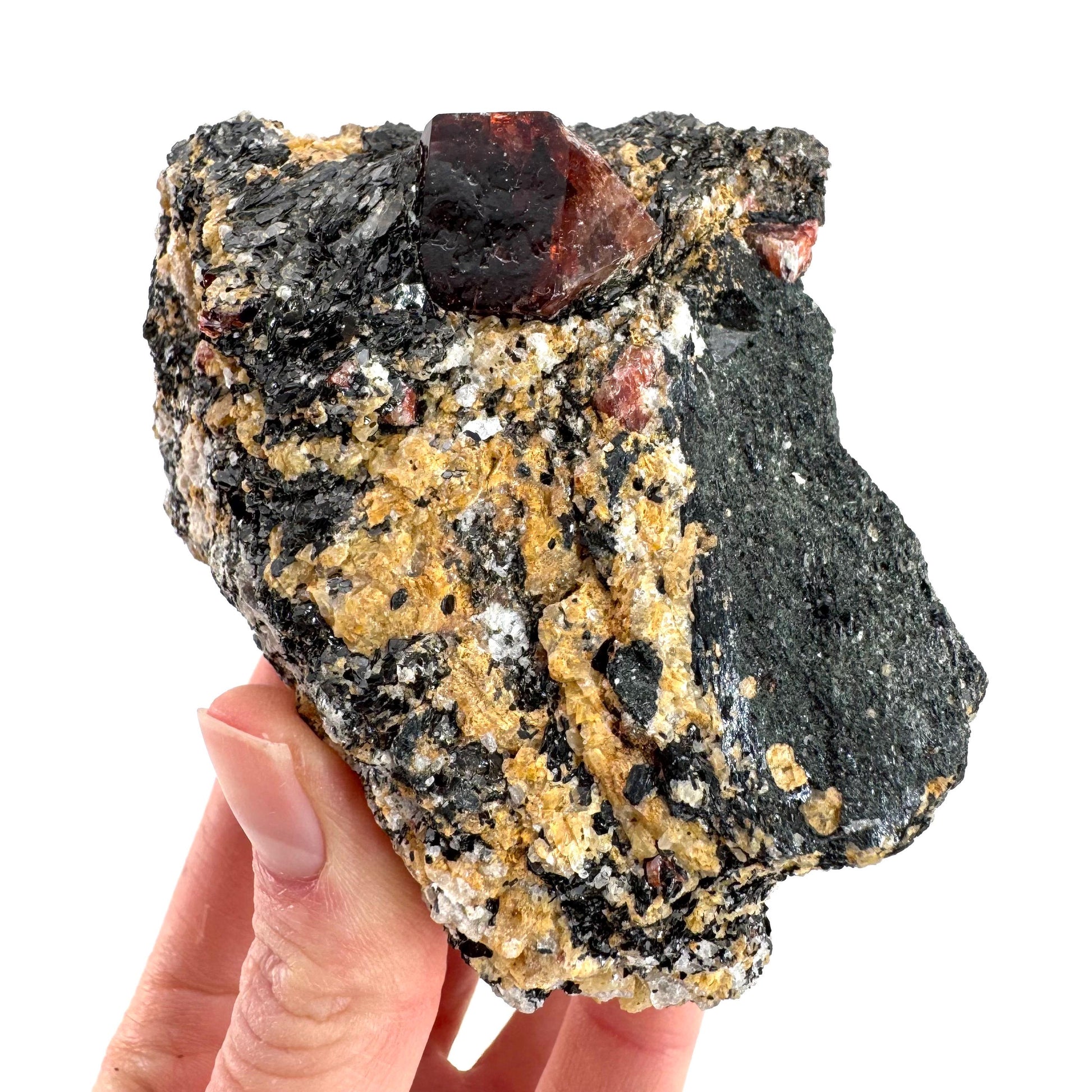 Red Zircon on Matrix | natural red crystal, mineral specimen from Pakistan