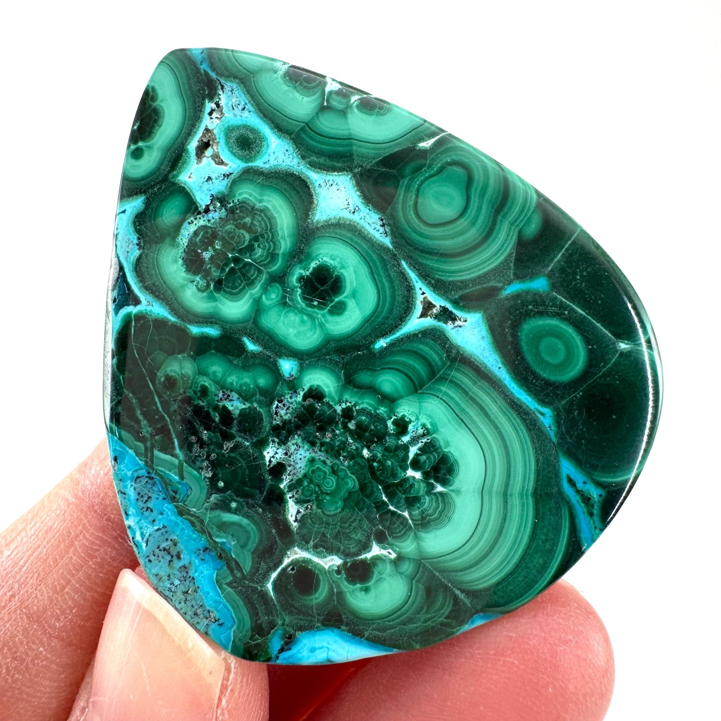 Malachite Chrysocolla Cabochon | Green and Blue Malacolla Gemstone