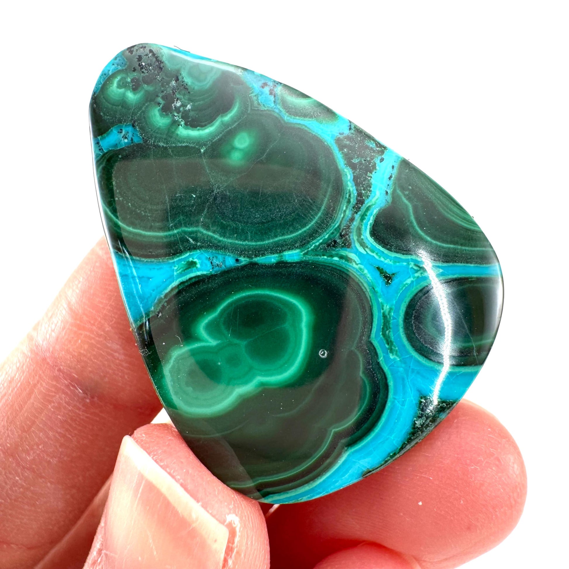 Malachite Chrysocolla Cabochon | Green and Blue Malacolla Gemstone