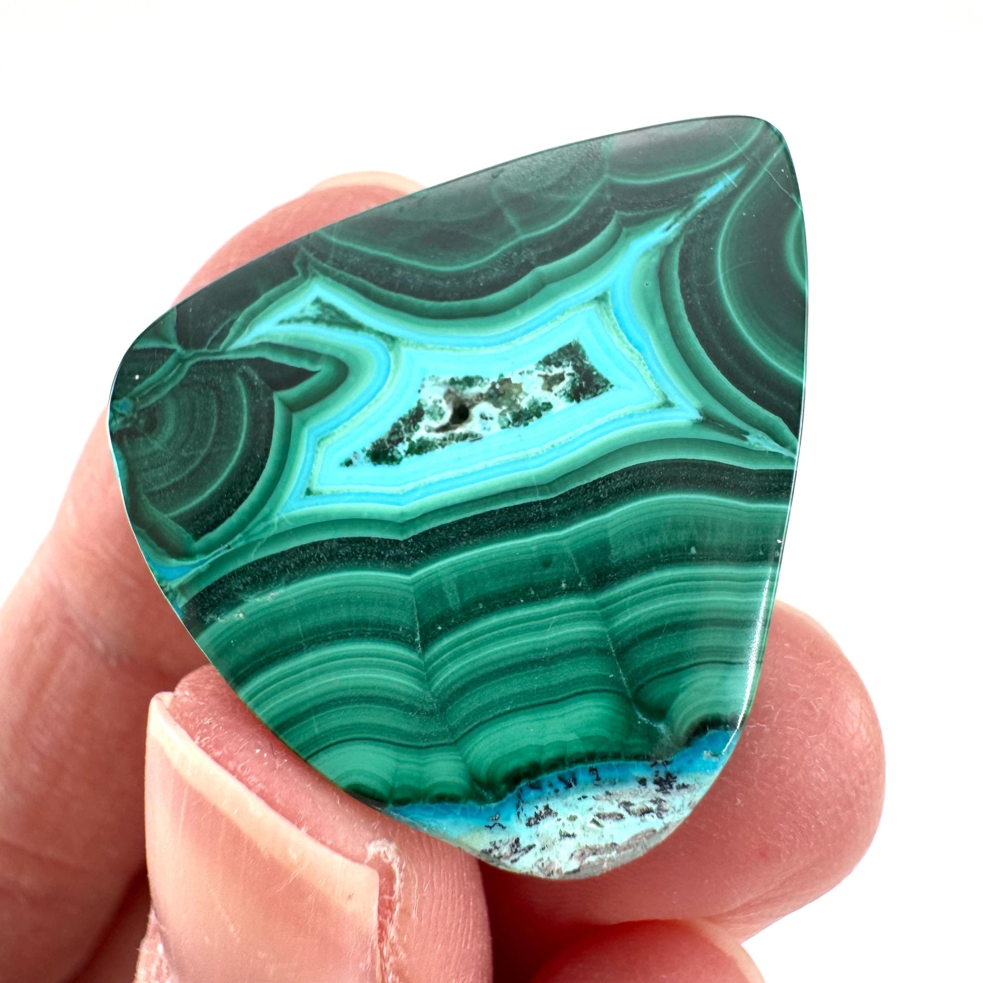 Malachite Chrysocolla Cabochon | Green and Blue Malacolla Gemstone