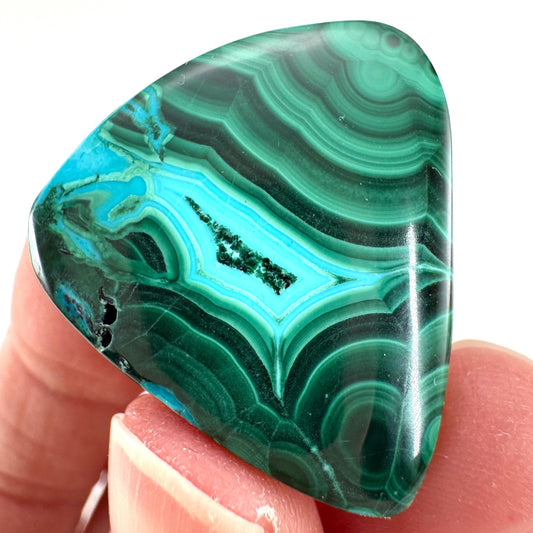 Malachite Chrysocolla Cabochon | Green and Blue Malacolla Gemstone