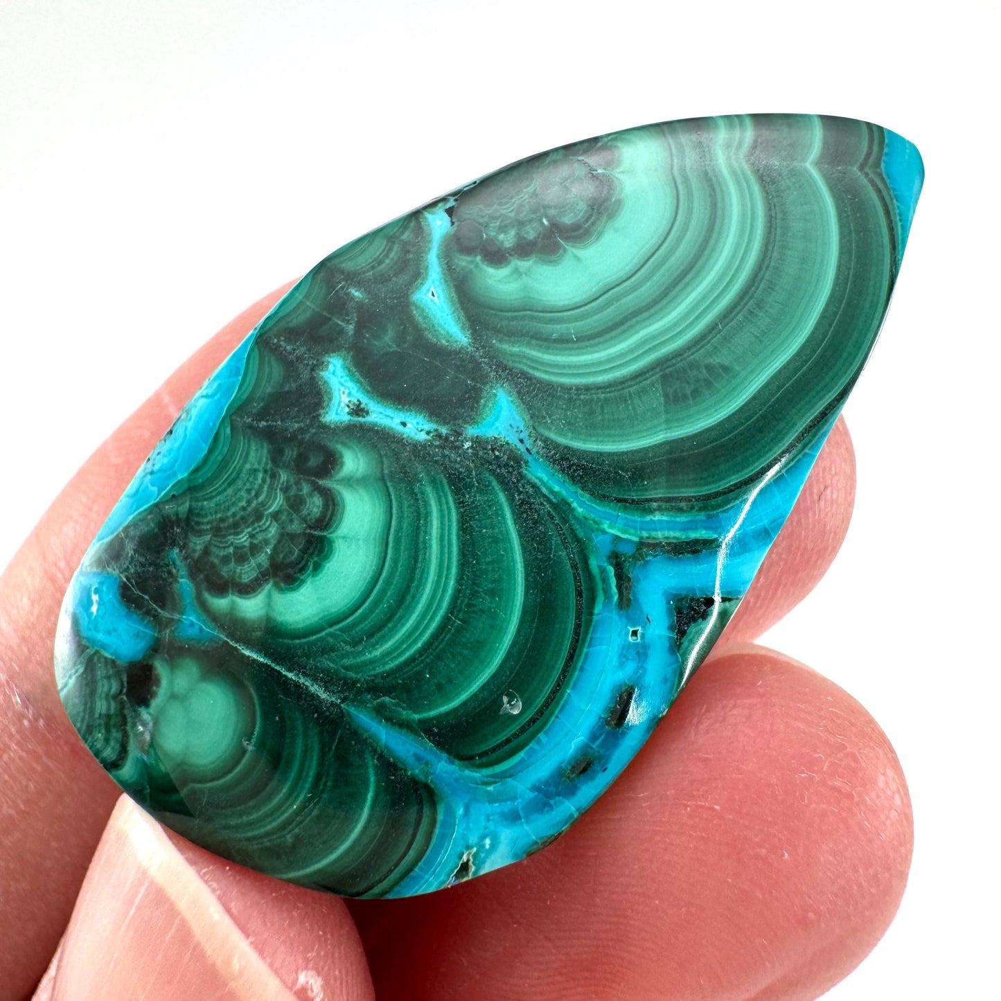 Malachite Chrysocolla Cabochon | Green and Blue Malacolla Gemstone