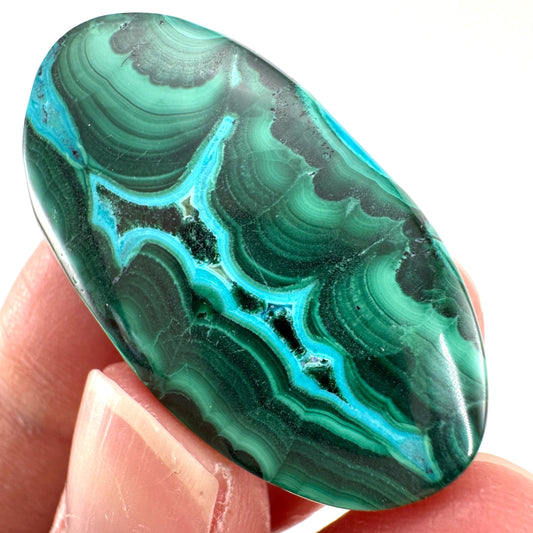 Malachite Chrysocolla Cabochon | Green and Blue Malacolla Gemstone