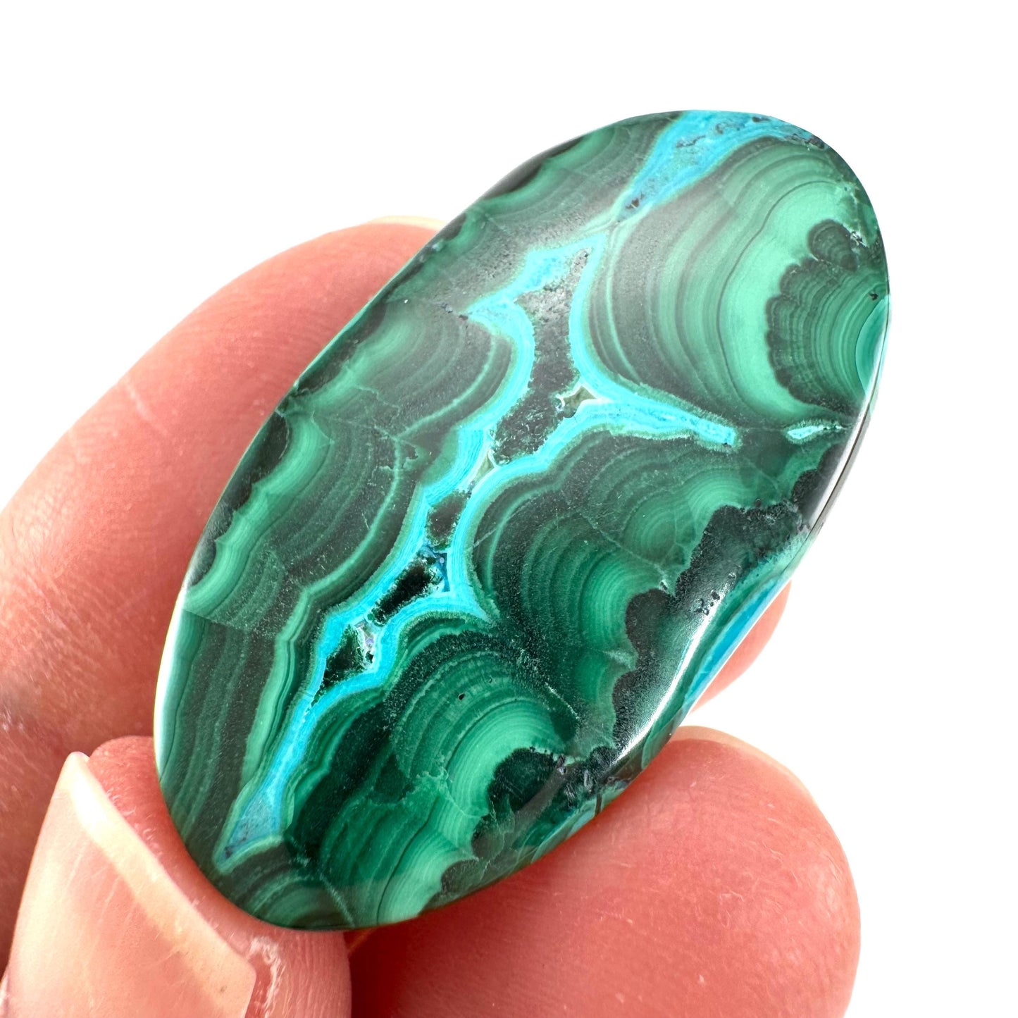 Malachite Chrysocolla Cabochon | Green and Blue Malacolla Gemstone