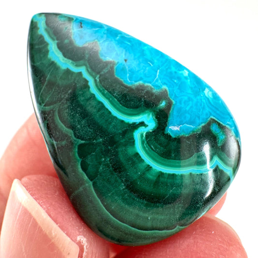 Malachite Chrysocolla Cabochon | Green and Blue Malacolla Gemstone