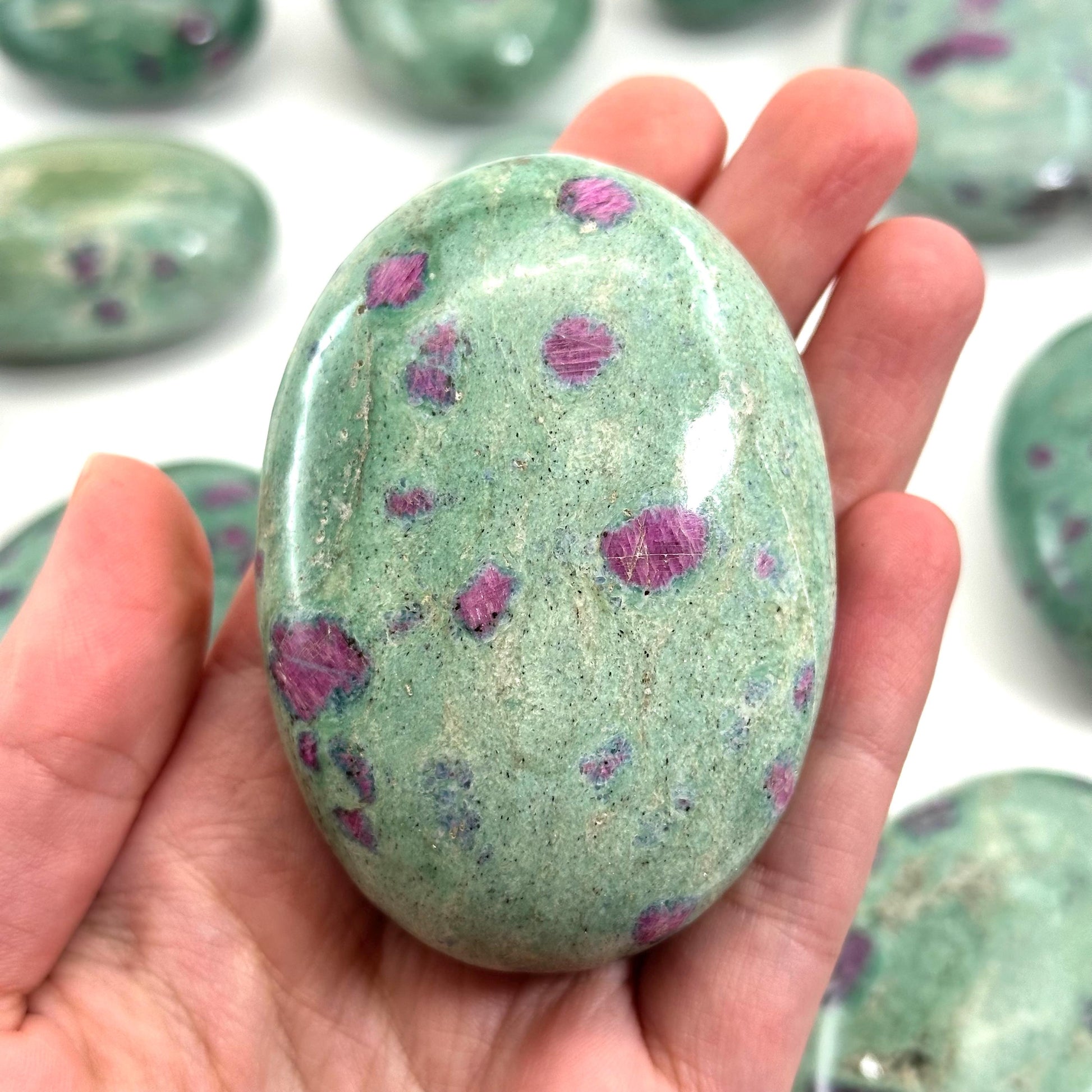 Ruby in Fuchsite Palm Stone | Polished Green and Pink Crystal (Heart & Root Chakra)