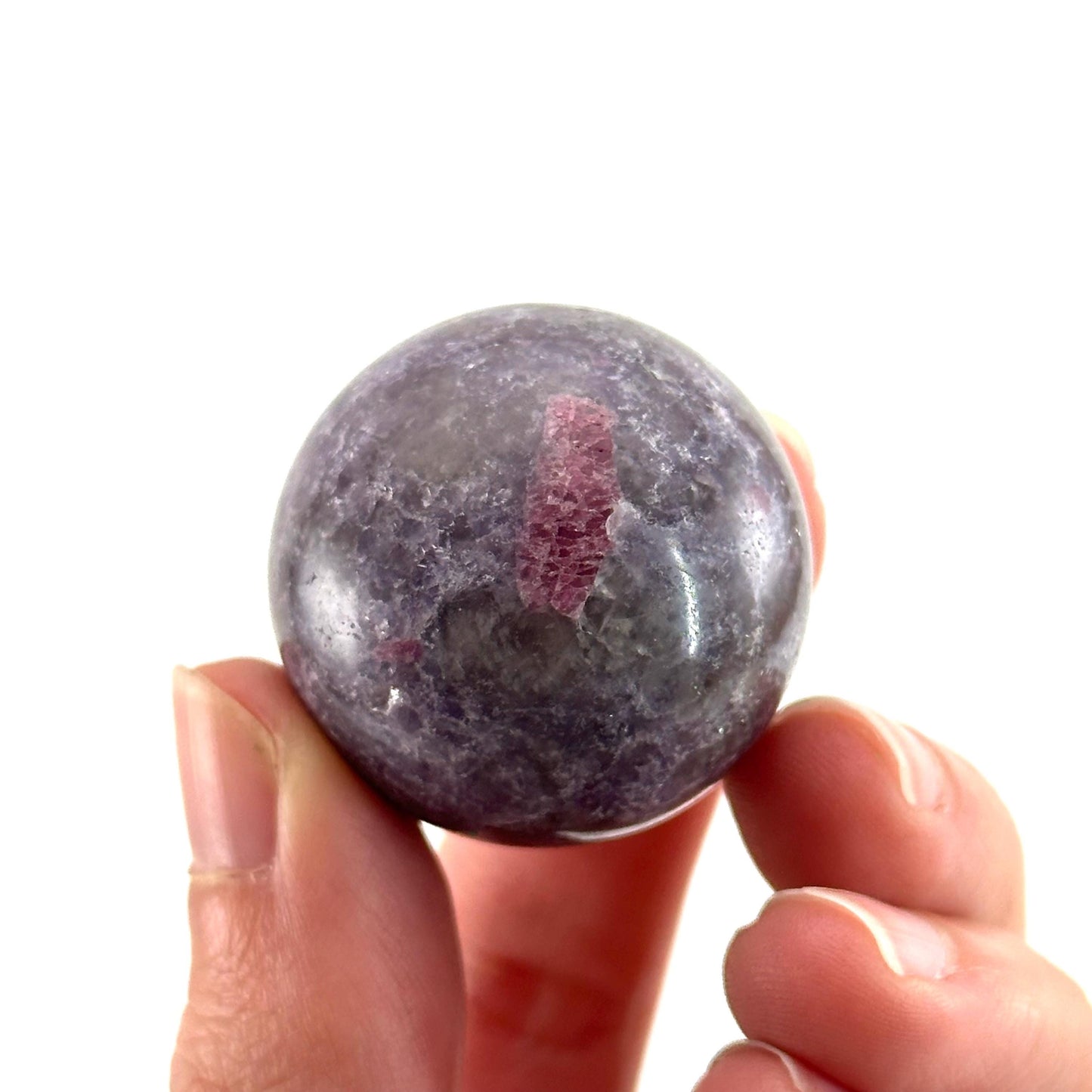 Unicorn Stone Sphere | Polished Crystal Ball with Lepidolite & Pink Tourmaline (Heart Chakra)
