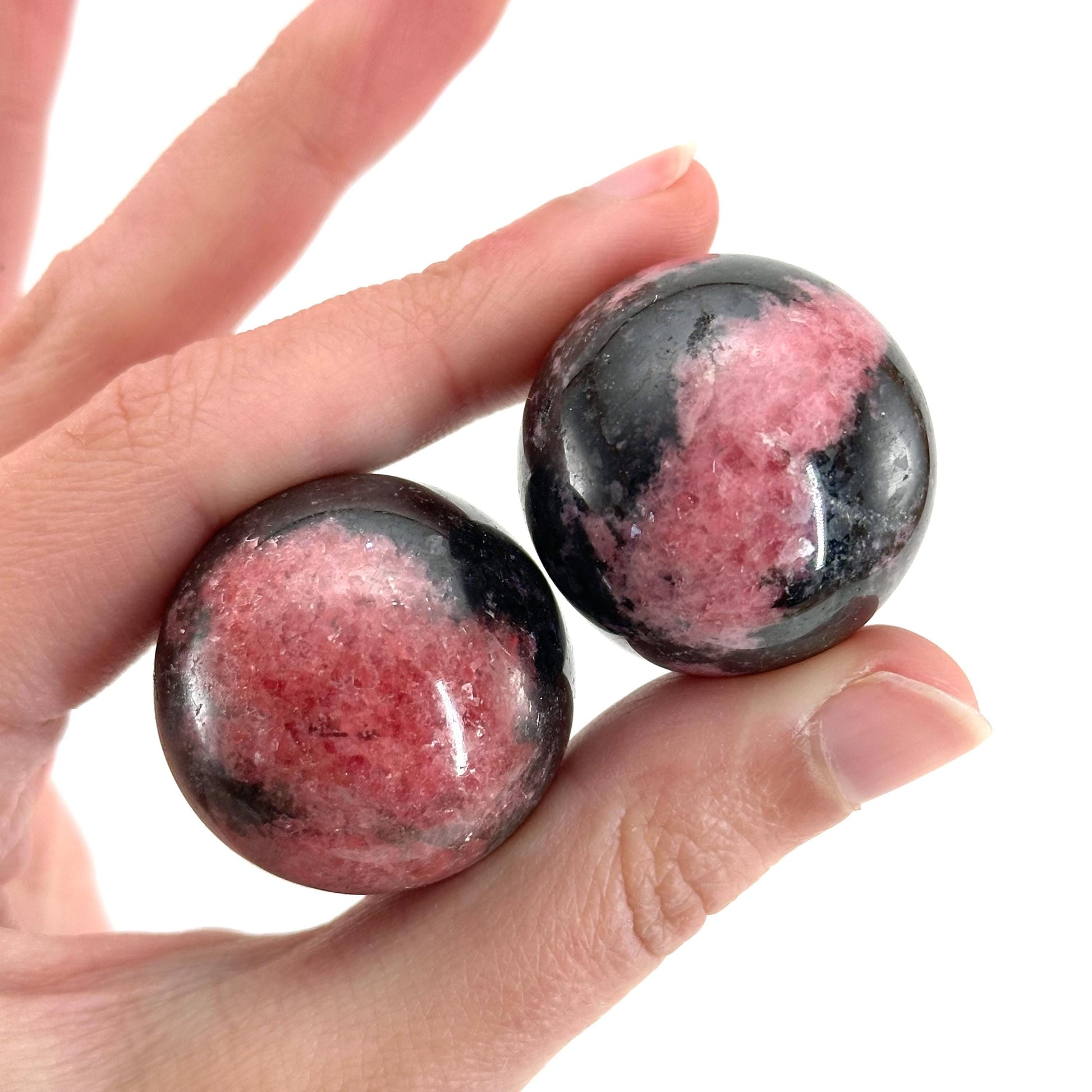 Rhodonite Sphere, crystal ball, Rhodonite sphere, Rhodonite palm stone, crystal sphere