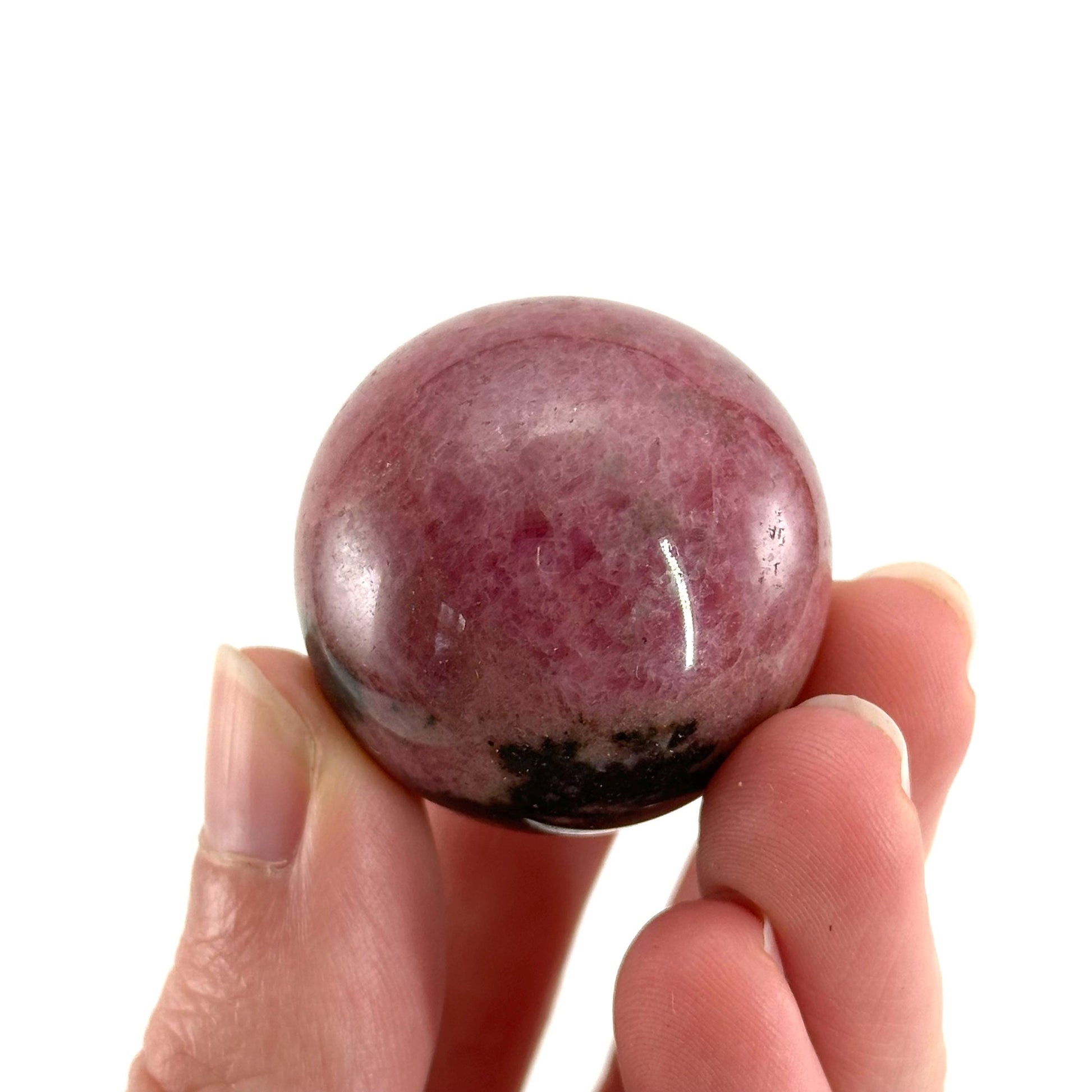 Rhodonite Sphere, crystal ball, Rhodonite sphere, Rhodonite palm stone, crystal sphere