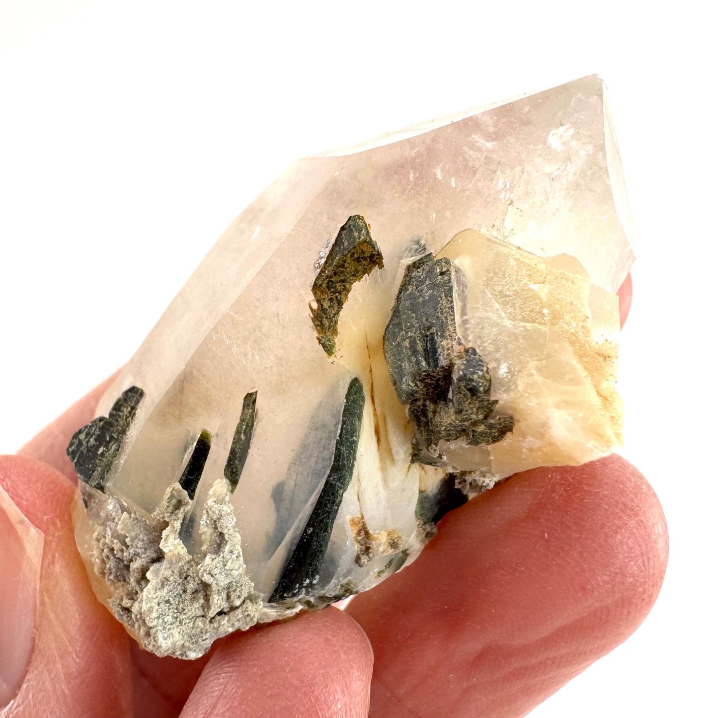 Yellow Bone Quartz with Epidote | mango quartz crystal, mineral specimen from Pakistan