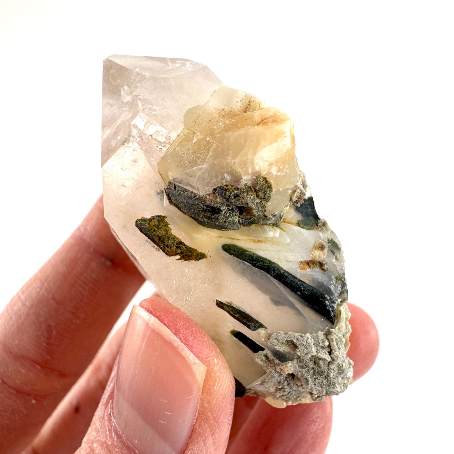 Yellow Bone Quartz with Epidote | mango quartz crystal, mineral specimen from Pakistan