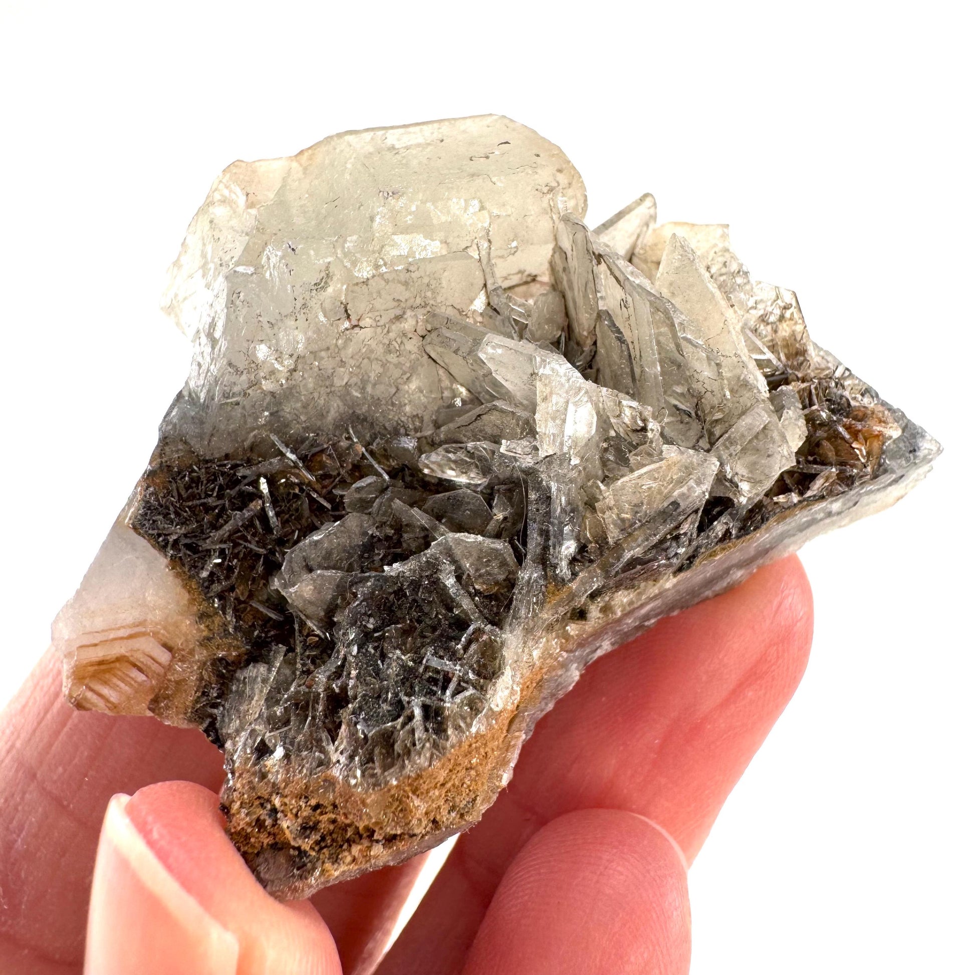 Barite with Stibnite | Crystal cluster, baryte mineral specimen from DR Congo