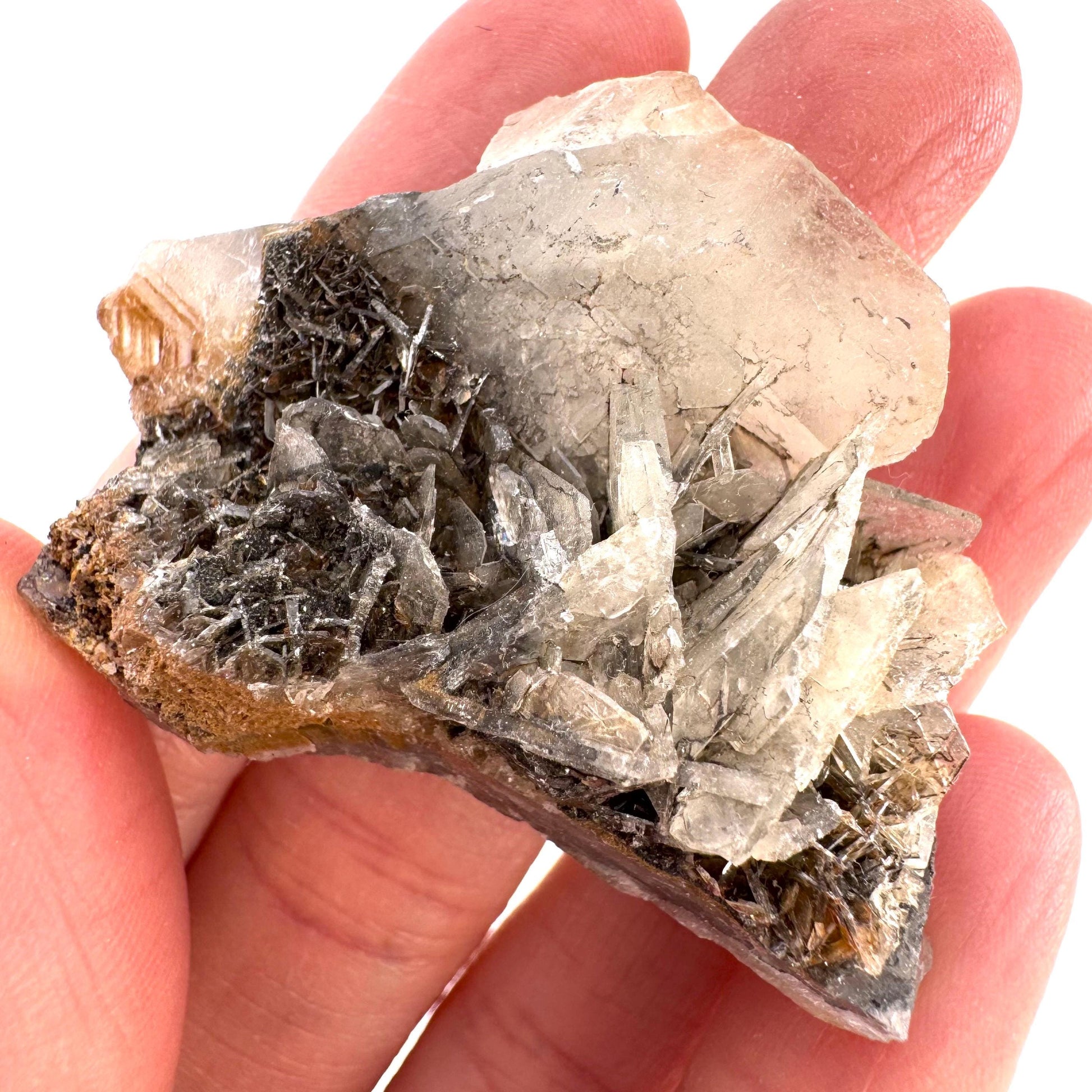 Barite with Stibnite | Crystal cluster, baryte mineral specimen from DR Congo