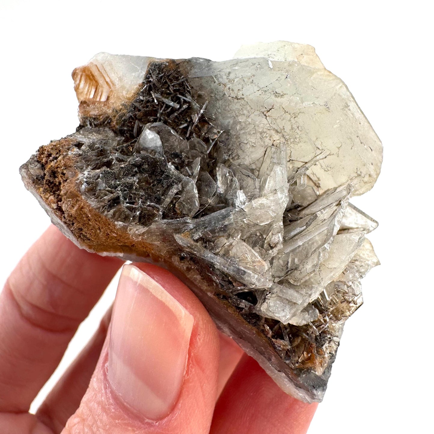Barite with Stibnite | Crystal cluster, baryte mineral specimen from DR Congo