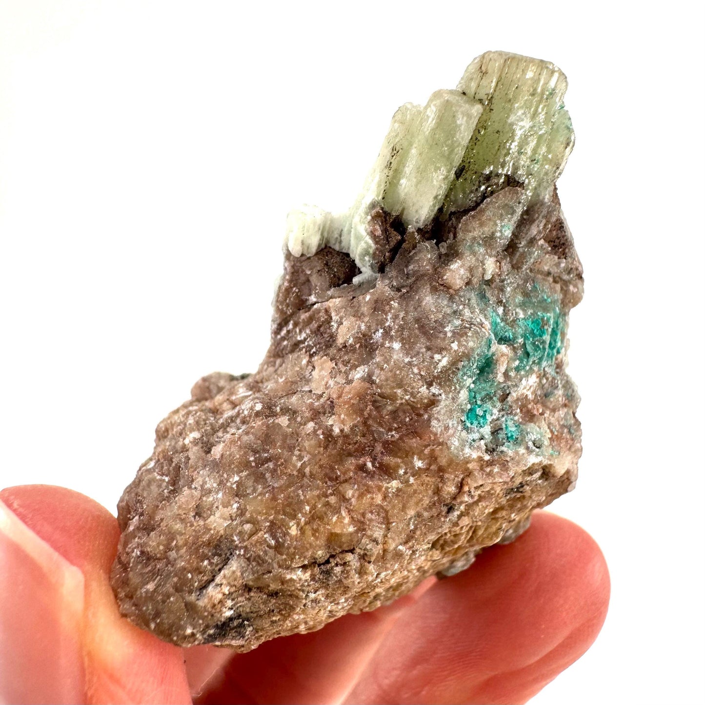 Cuprian Barite with Malachite | Crystal cluster, baryte mineral specimen from DR Congo