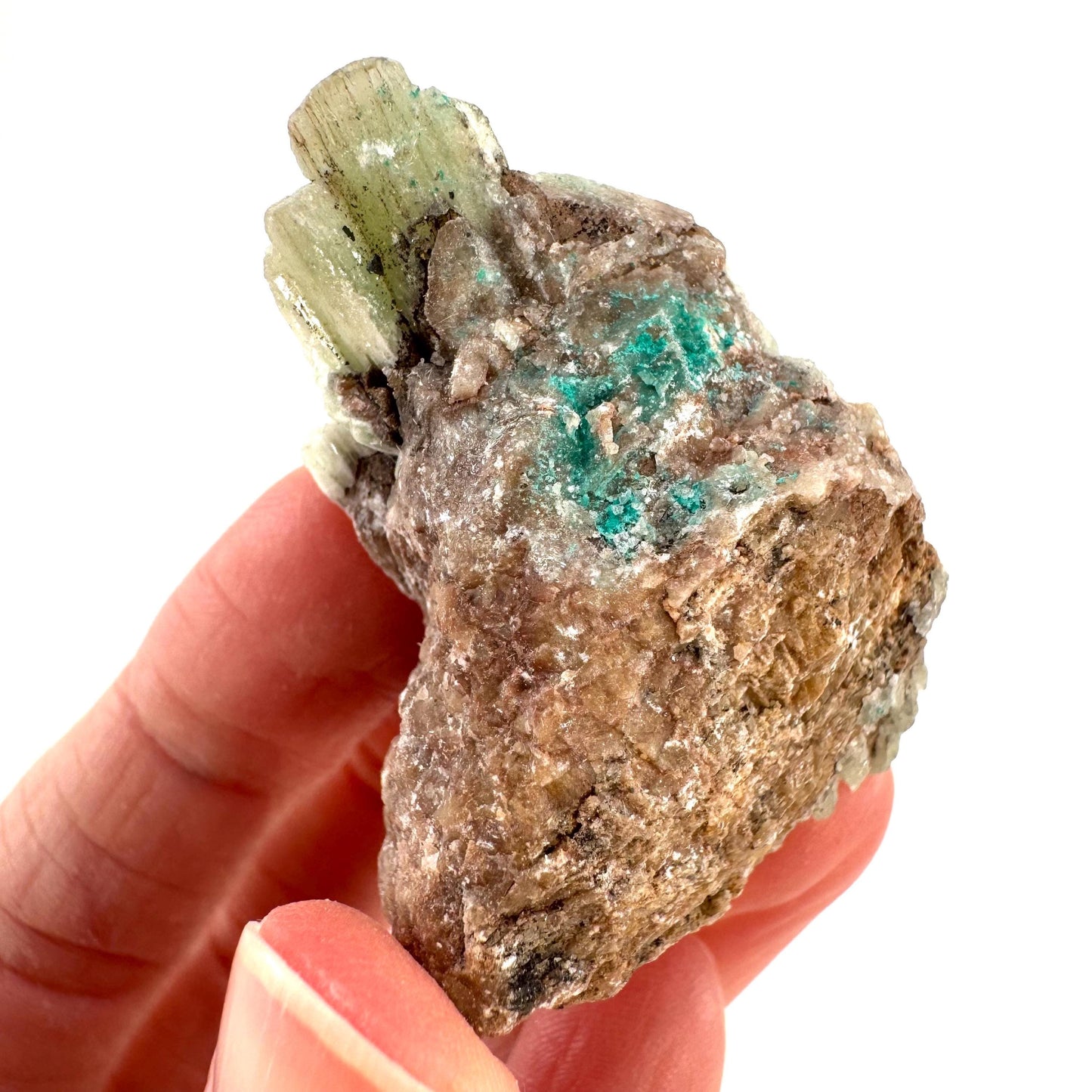 Cuprian Barite with Malachite | Crystal cluster, baryte mineral specimen from DR Congo