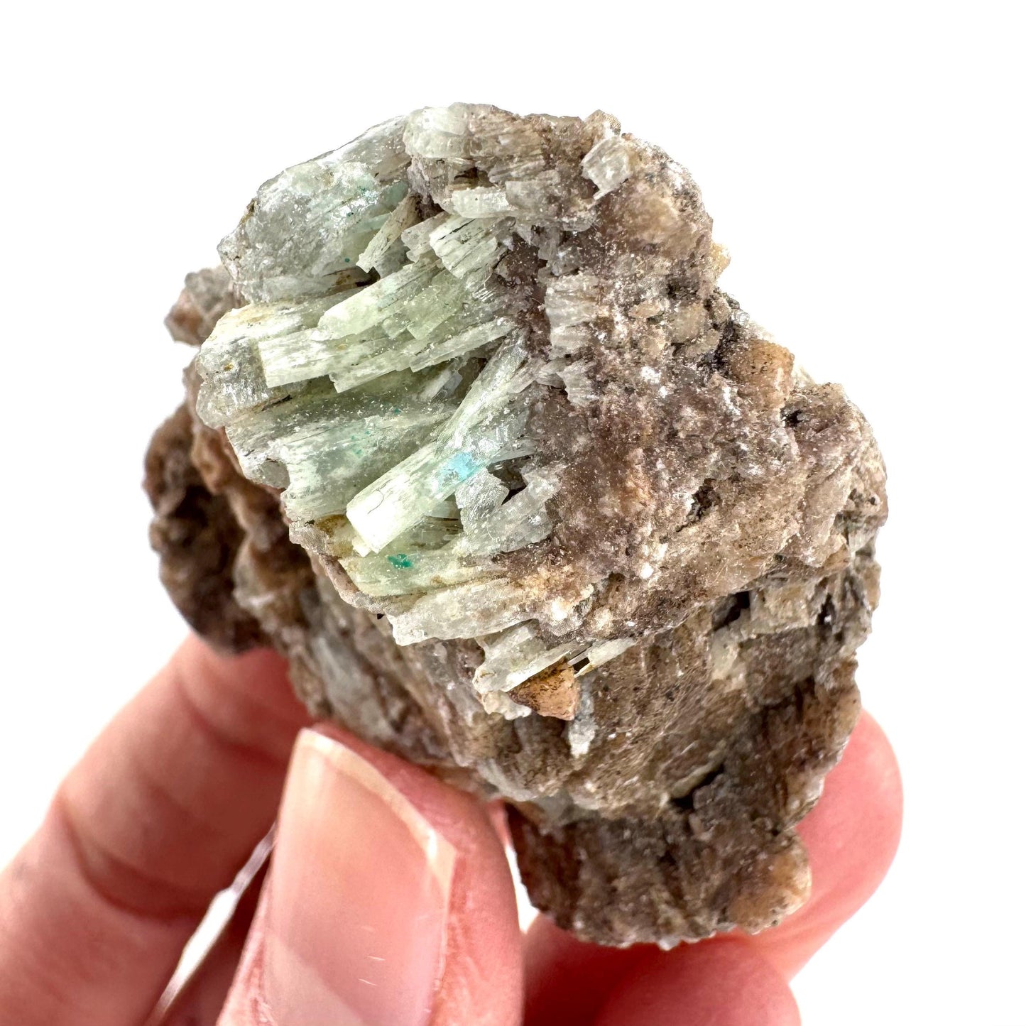 Cuprian Barite with Malachite & Stibnite | Crystal cluster, baryte mineral specimen from DR Congo