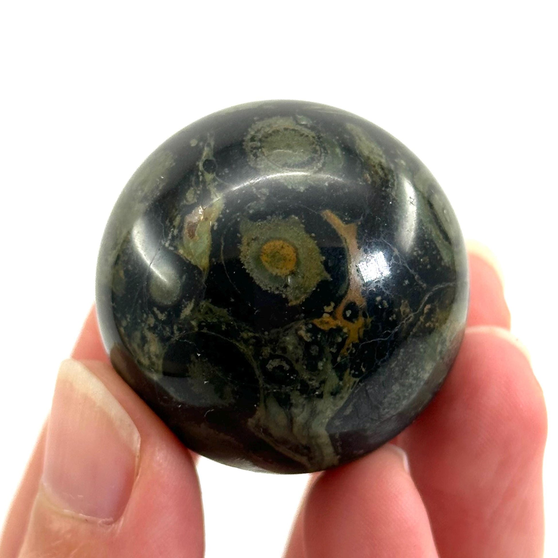 Kambaba Jasper Sphere | Polished Green Crystal Ball (Heart & Root Chakra)