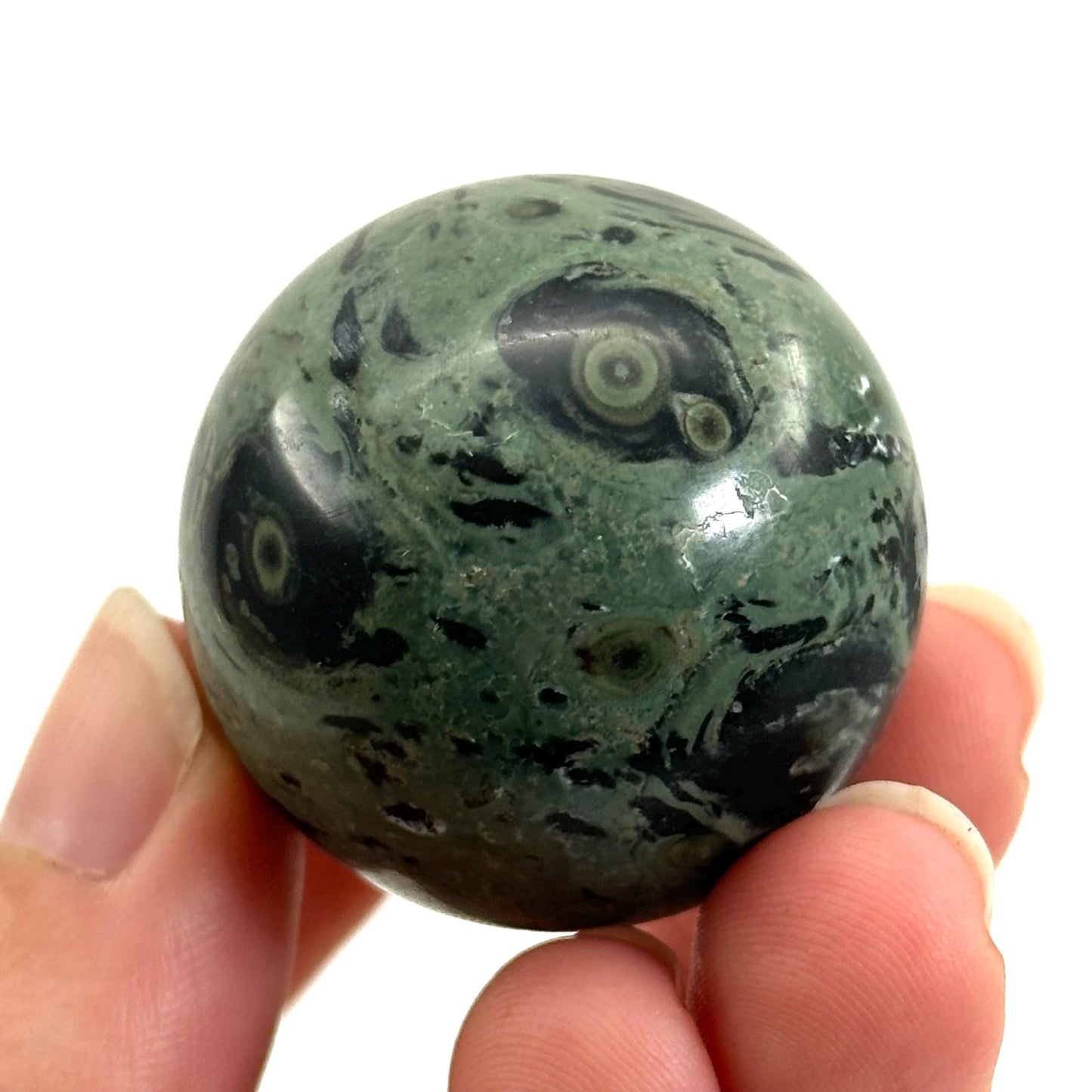 Kambaba Jasper Sphere | Polished Green Crystal Ball (Heart & Root Chakra)