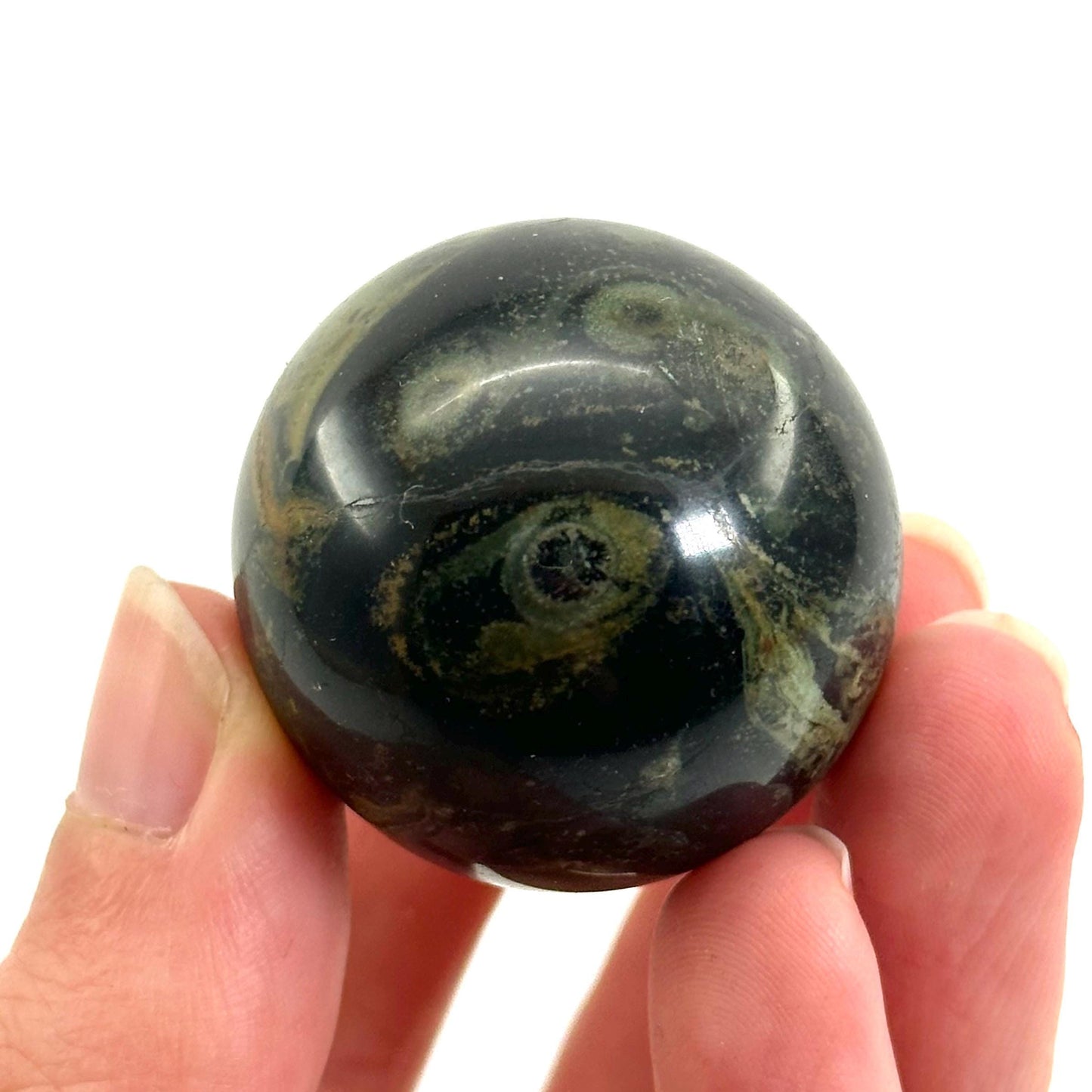 Kambaba Jasper Sphere | Polished Green Crystal Ball (Heart & Root Chakra)