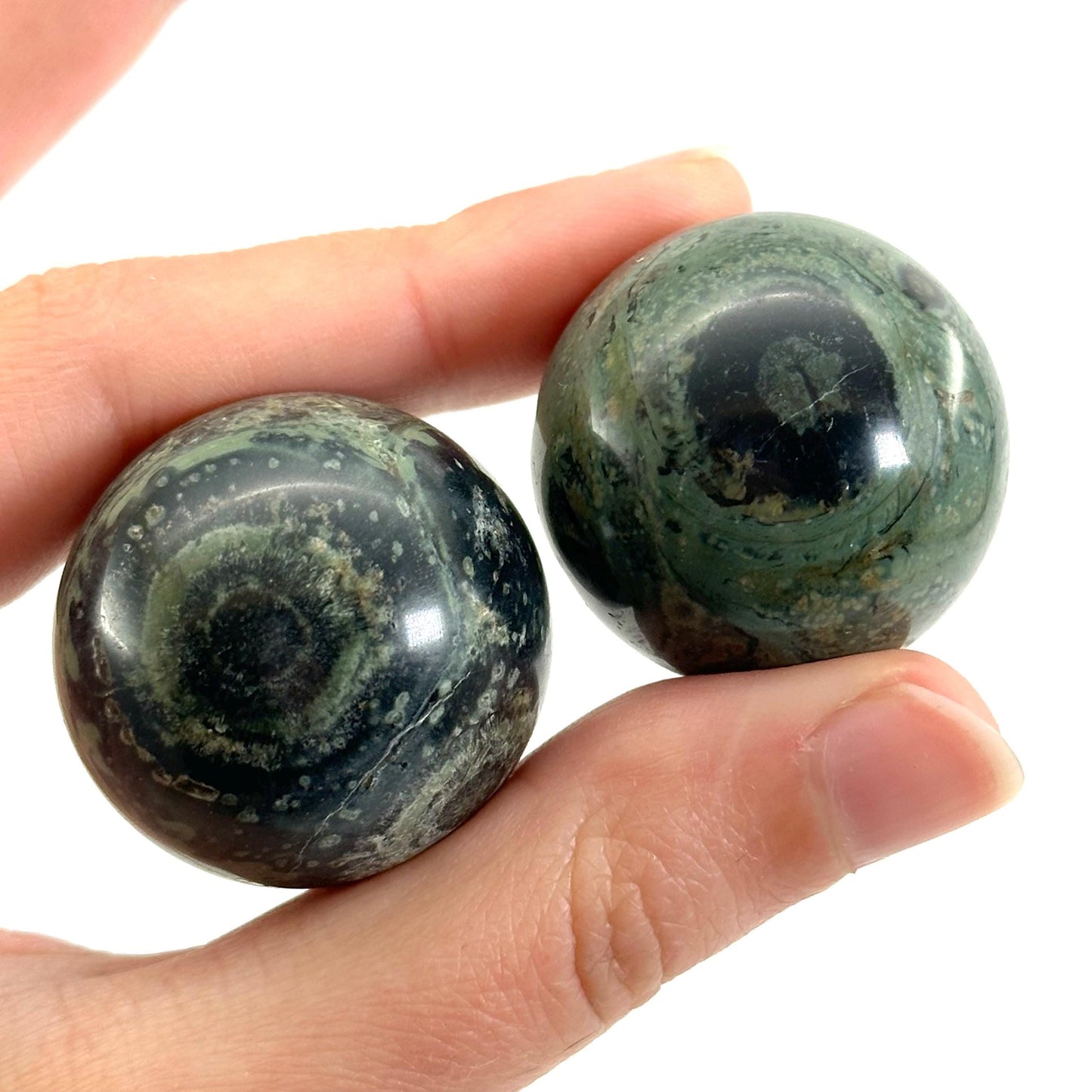 Kambaba Jasper Sphere | Polished Green Crystal Ball (Heart & Root Chakra)