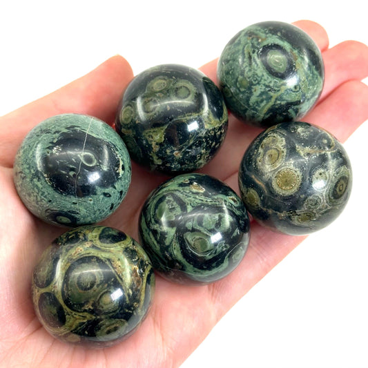 Kambaba Jasper Sphere | Polished Green Crystal Ball (Heart & Root Chakra)