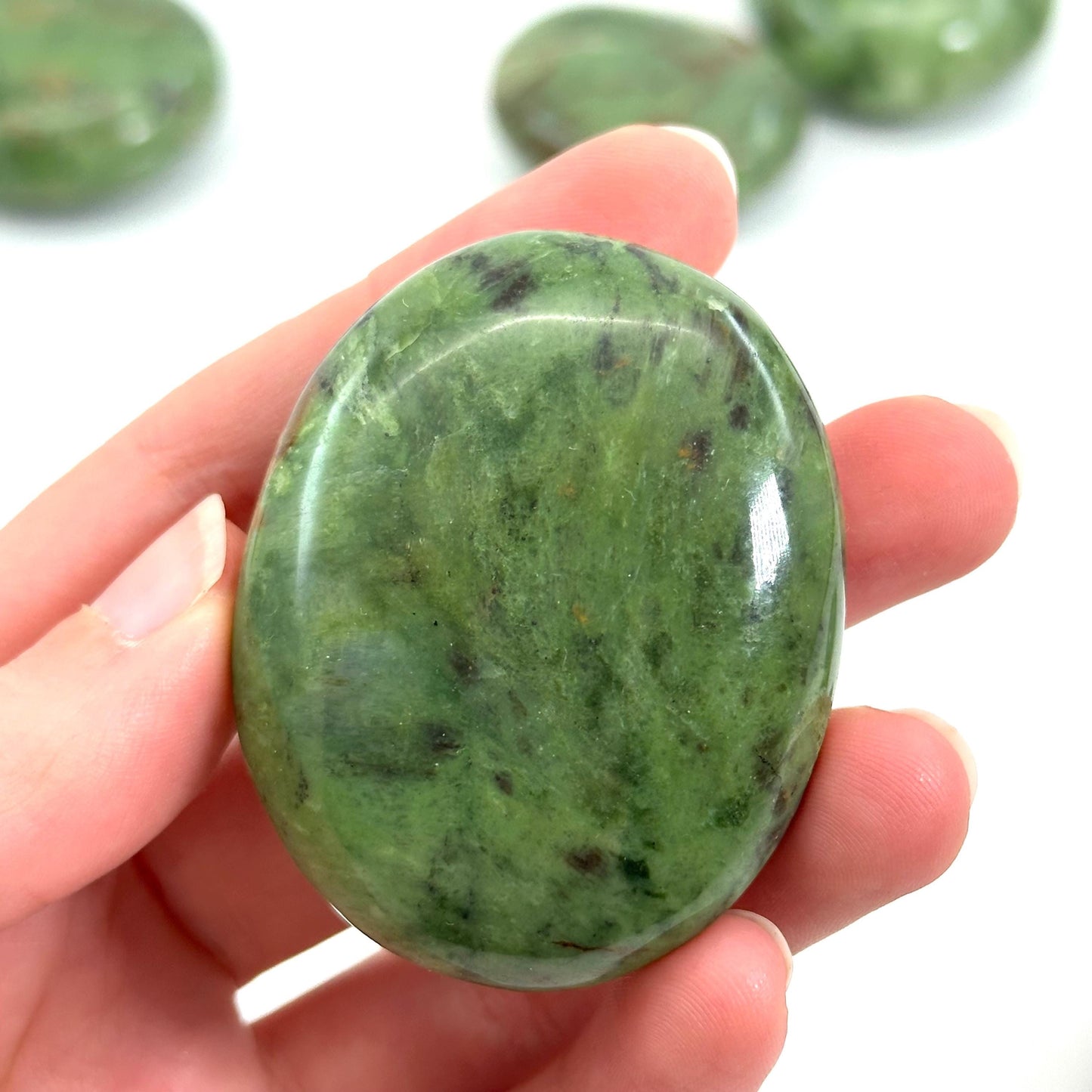 Chrysoprase Palm Stone | Polished Green Crystal Worry Stone (Heart Chakra)