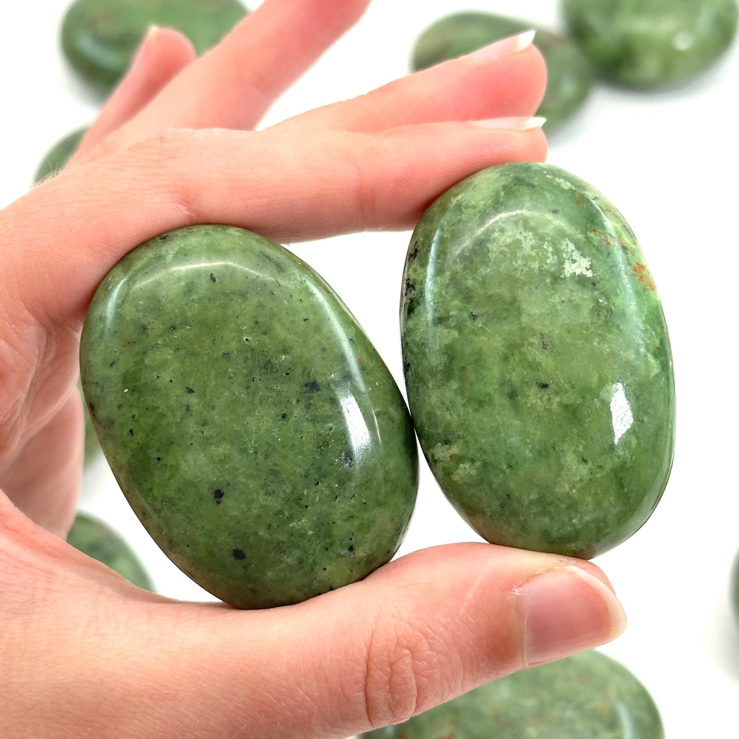 Chrysoprase Palm Stone | Polished Green Crystal Worry Stone (Heart Chakra)