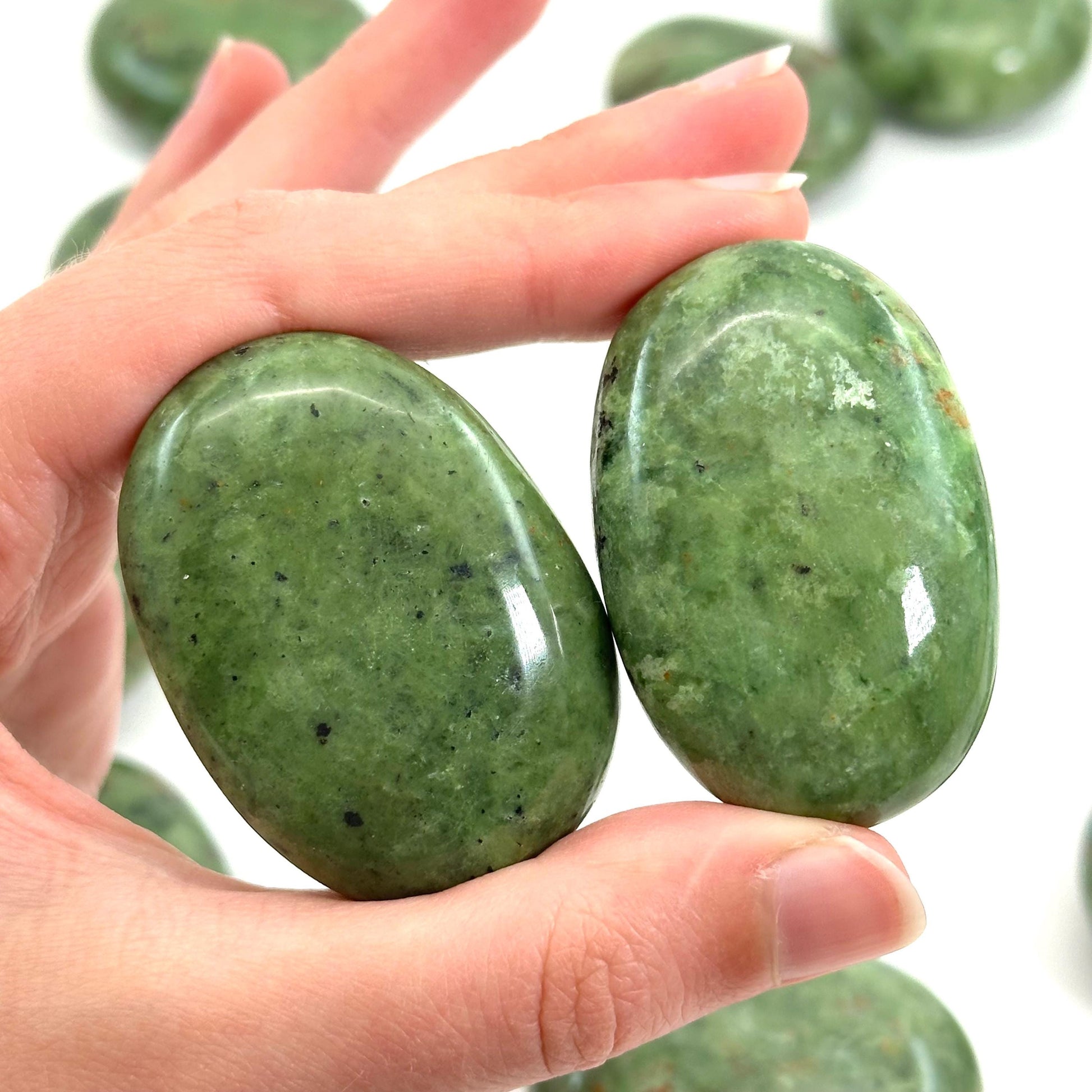 Chrysoprase Palm Stone | Polished Green Crystal Worry Stone (Heart Chakra)
