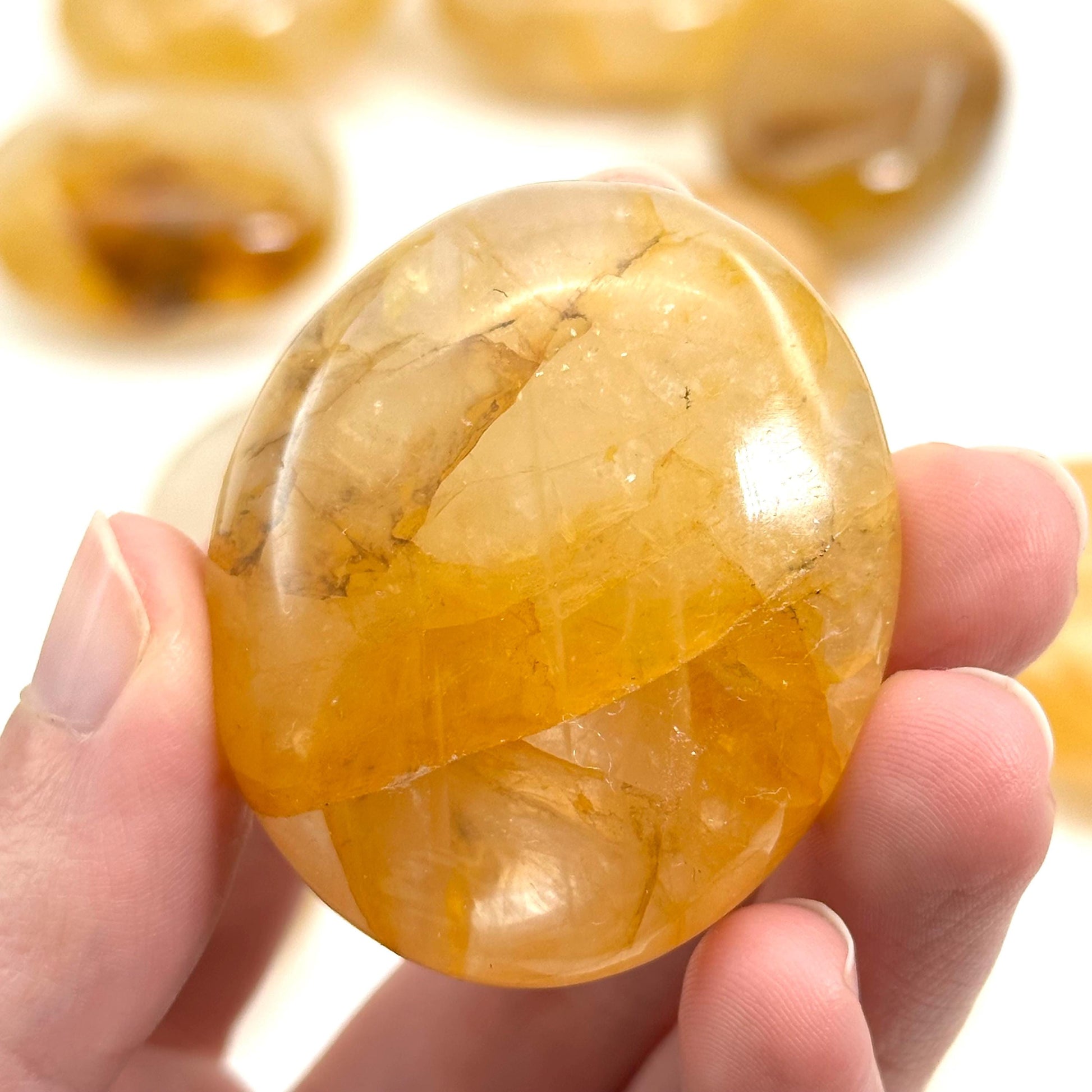Golden Healer Quartz Palm Stone, golden healer quartz, yellow hematoid quartz palm stone, crystal palm stone, chakra palm stone