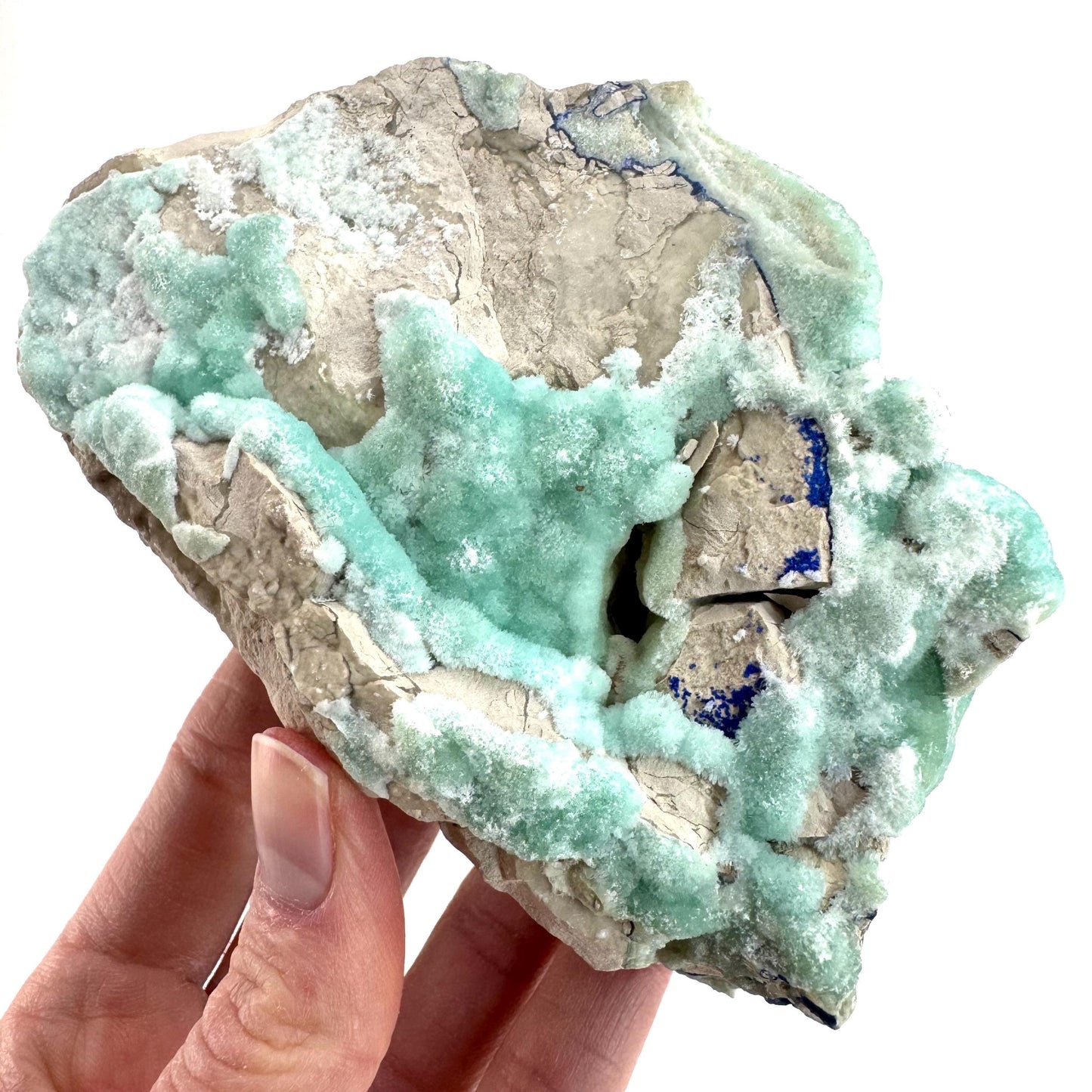 Blue Aragonite | natural crystal cluster, mineral specimen
