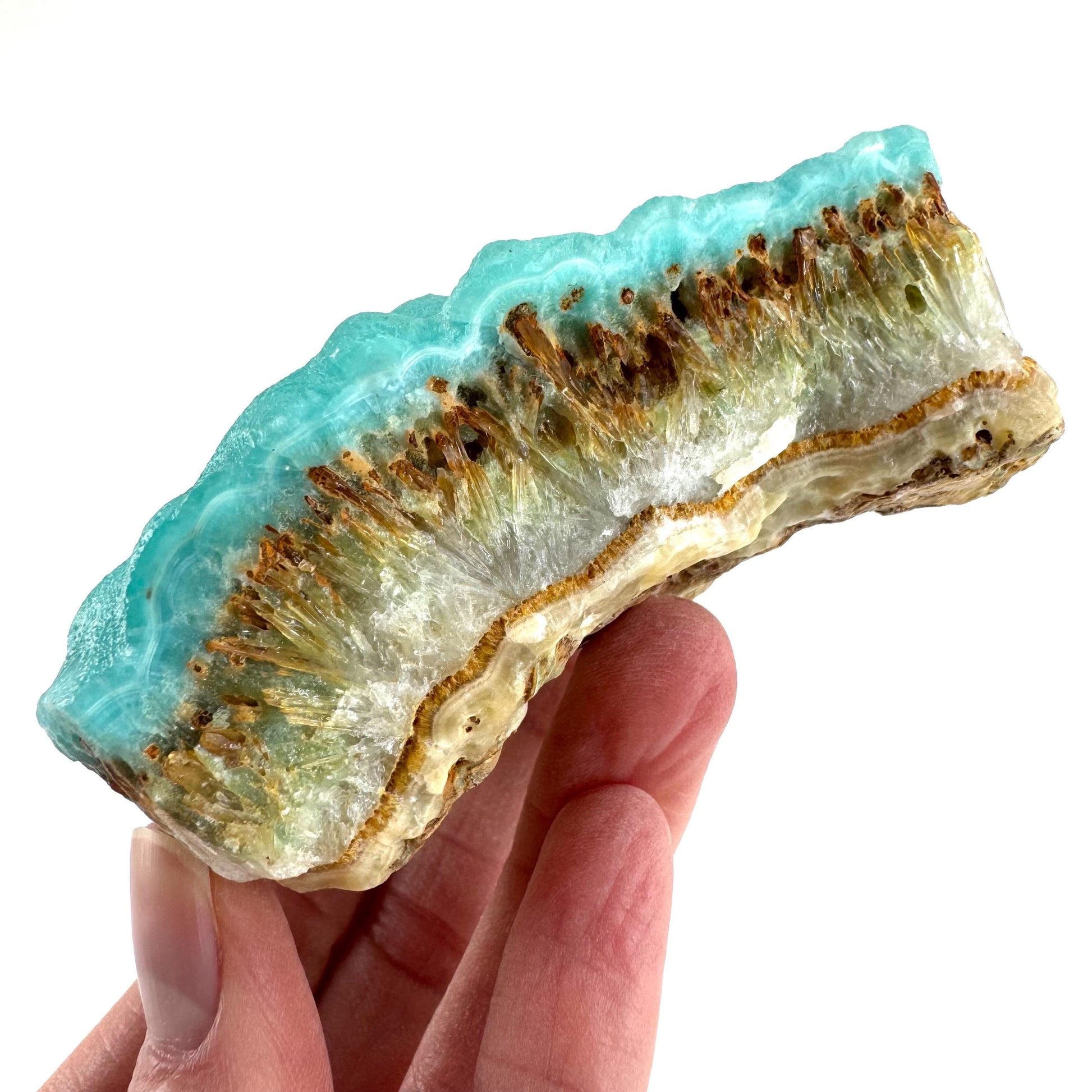 Blue Aragonite | natural crystal cluster, mineral specimen