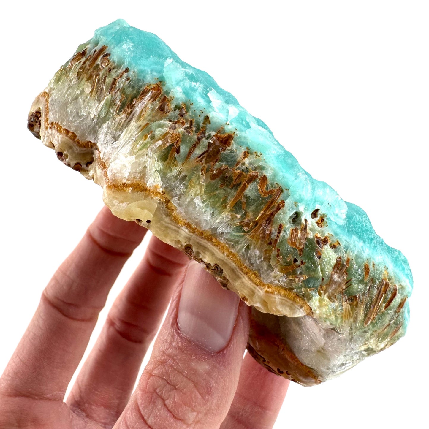 Blue Aragonite | natural crystal cluster, mineral specimen