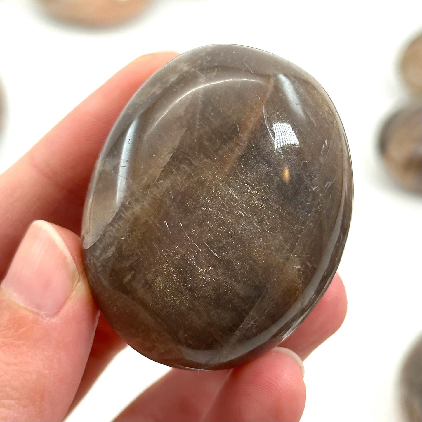 Grey Moonstone Palm Stone | grey moonstone palmstone, pocket stone, worry stone, grey moonstone