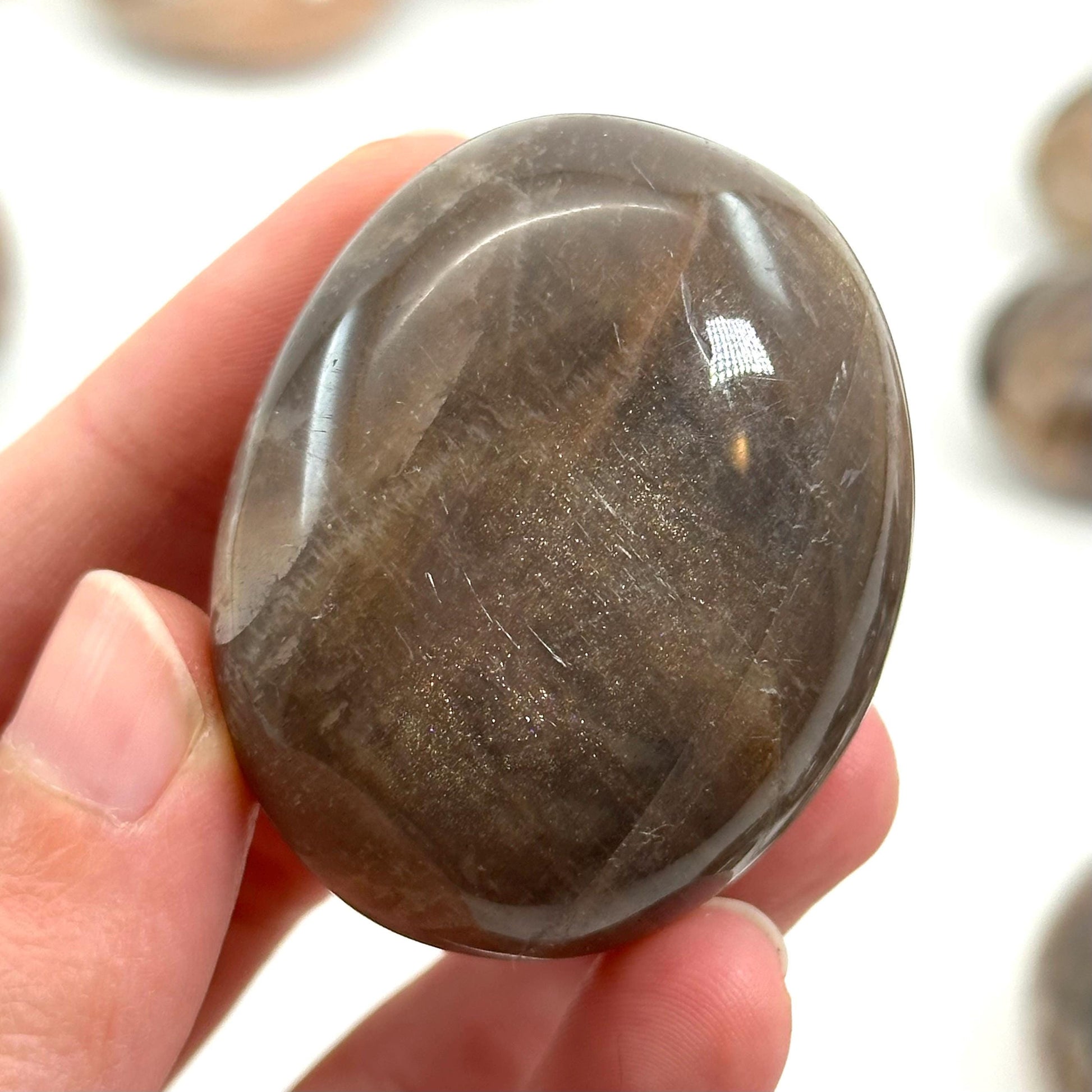 Grey Moonstone Palm Stone | grey moonstone palmstone, pocket stone, worry stone, grey moonstone