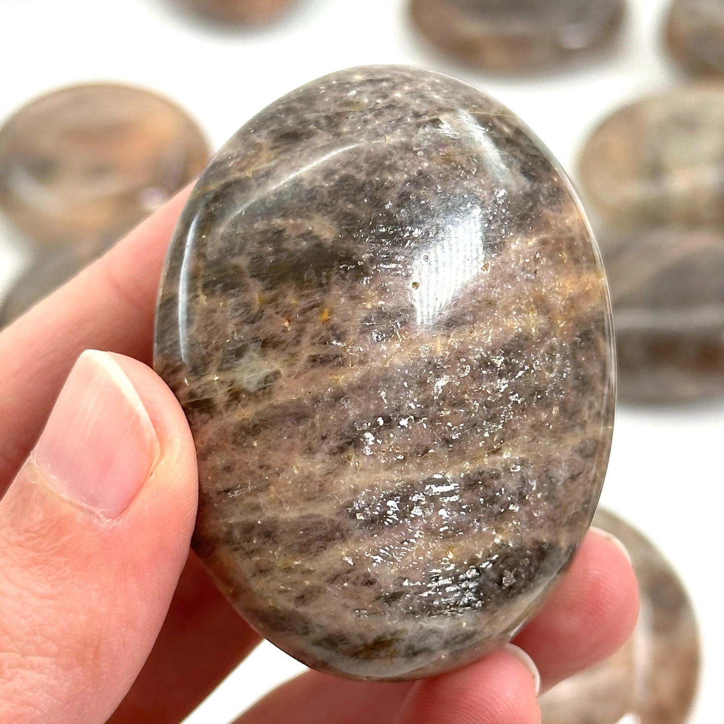 Grey Moonstone Palm Stone | grey moonstone palmstone, pocket stone, worry stone, grey moonstone