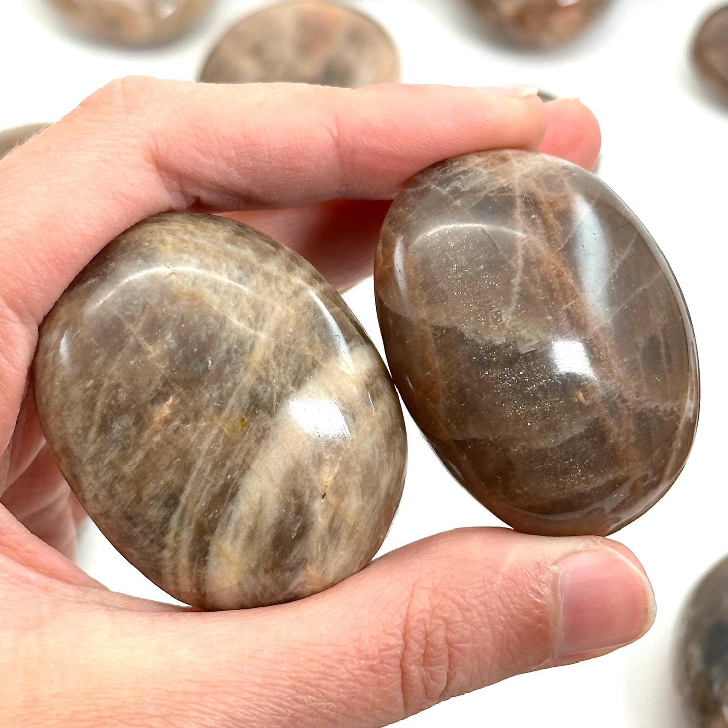 Grey Moonstone Palm Stone | grey moonstone palmstone, pocket stone, worry stone, grey moonstone