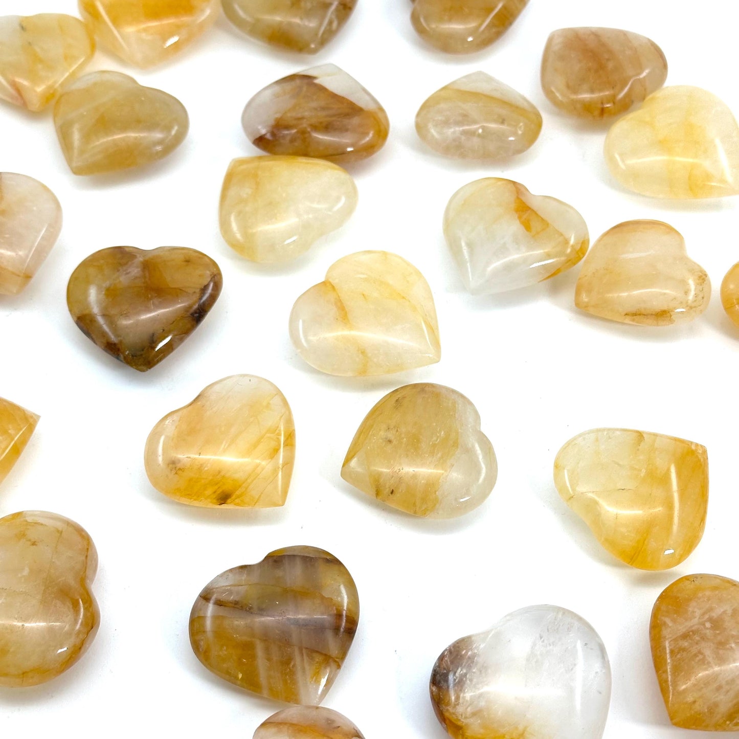 Golden Healed Quartz Heart | Polished Yellow Crystal (Crown Chakra)