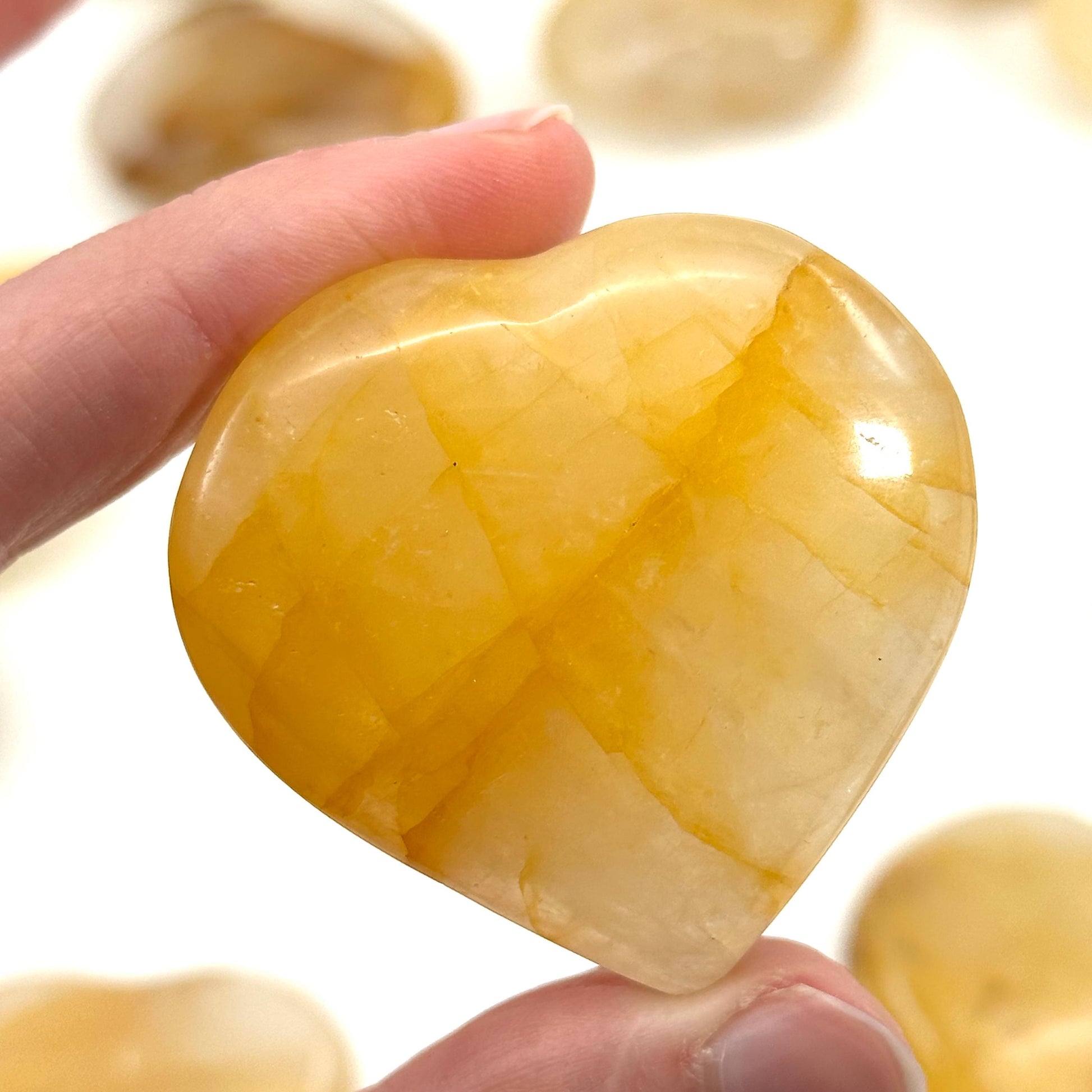 Golden Healed Quartz Heart | Polished Yellow Crystal (Crown Chakra)