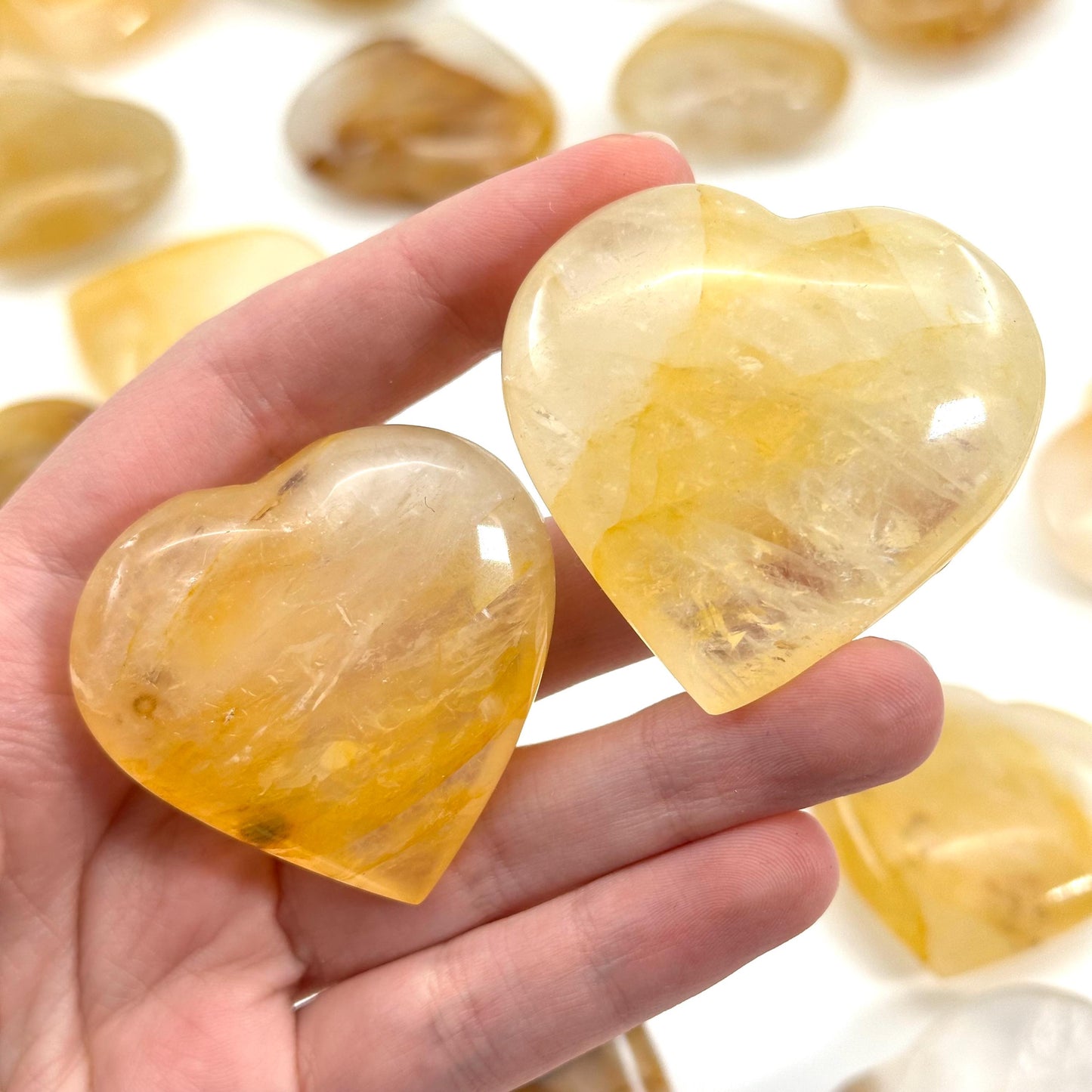 Golden Healed Quartz Heart | Polished Yellow Crystal (Crown Chakra)